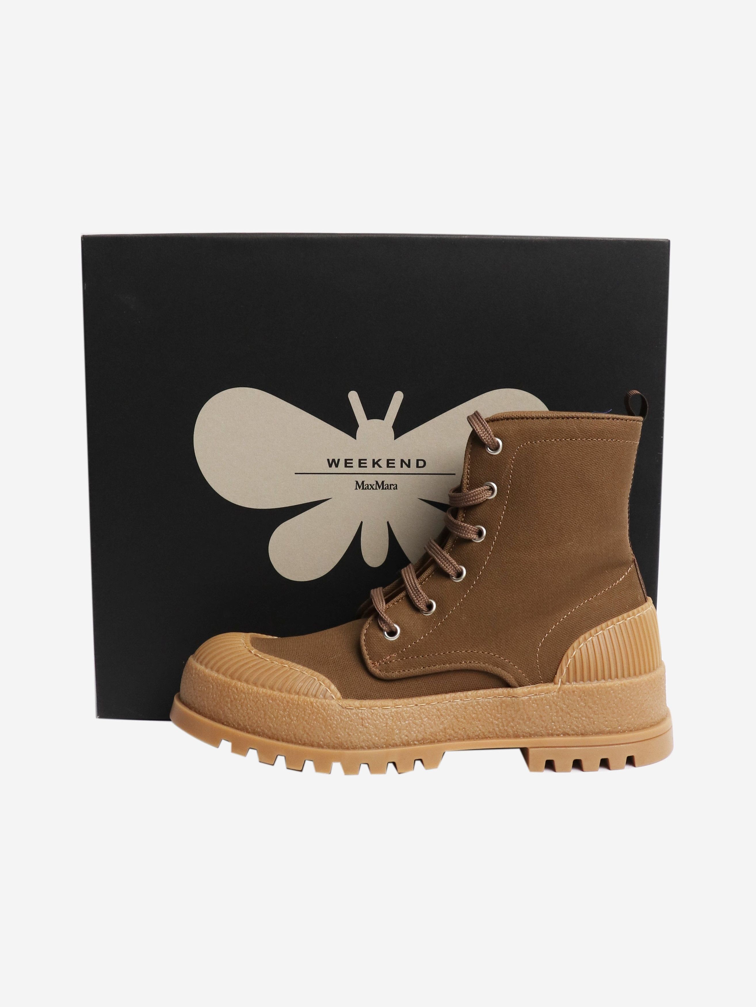 Weekend Max Mara Brown canvas ankle boots - EU 38 Size US 7.5 / IT 37.5 - 7 Thumbnail