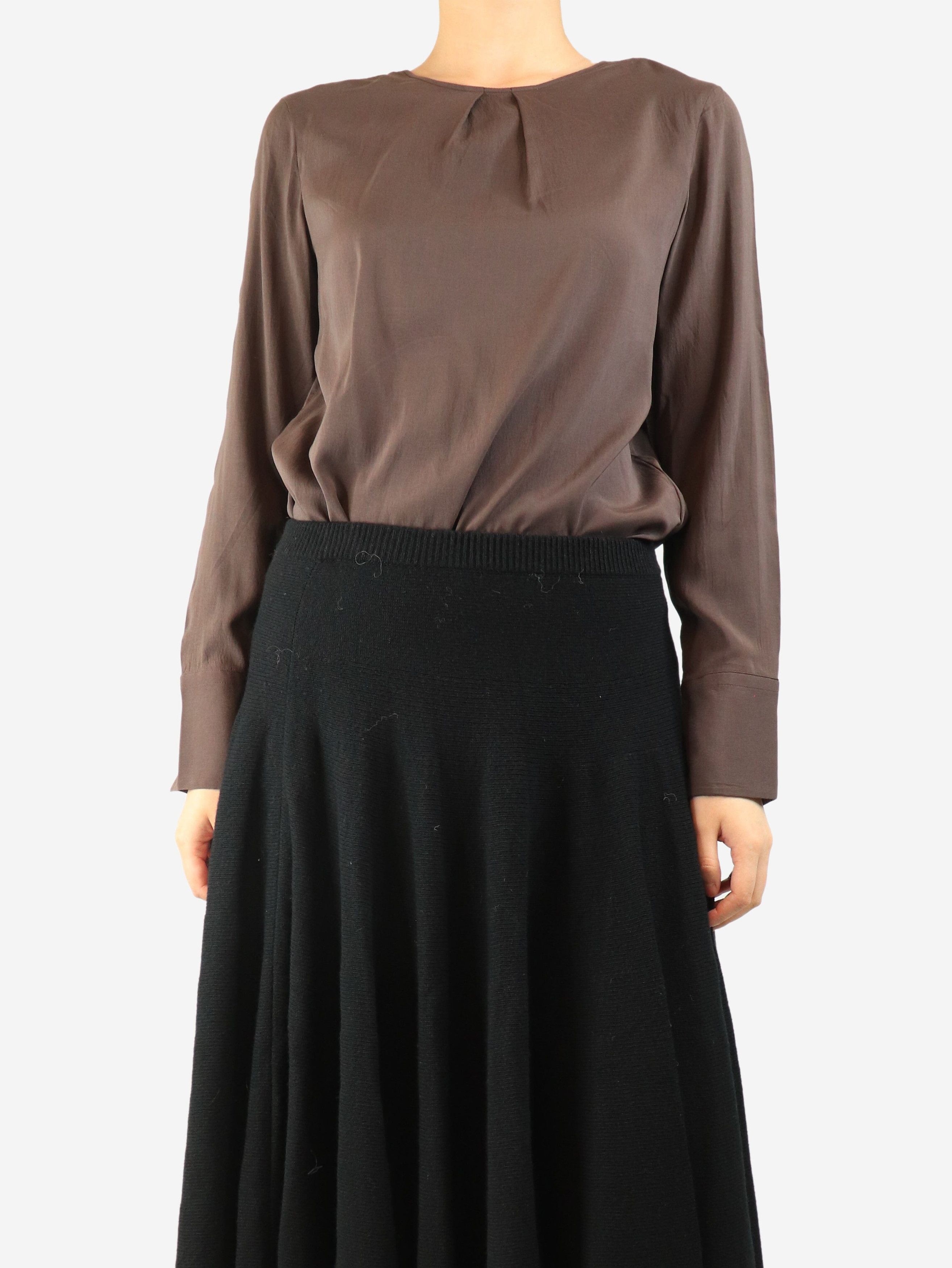 Brunello Cucinelli Dark brown silk blouse - M Size M / US 6-8 / IT 42-44 - 4 Thumbnail