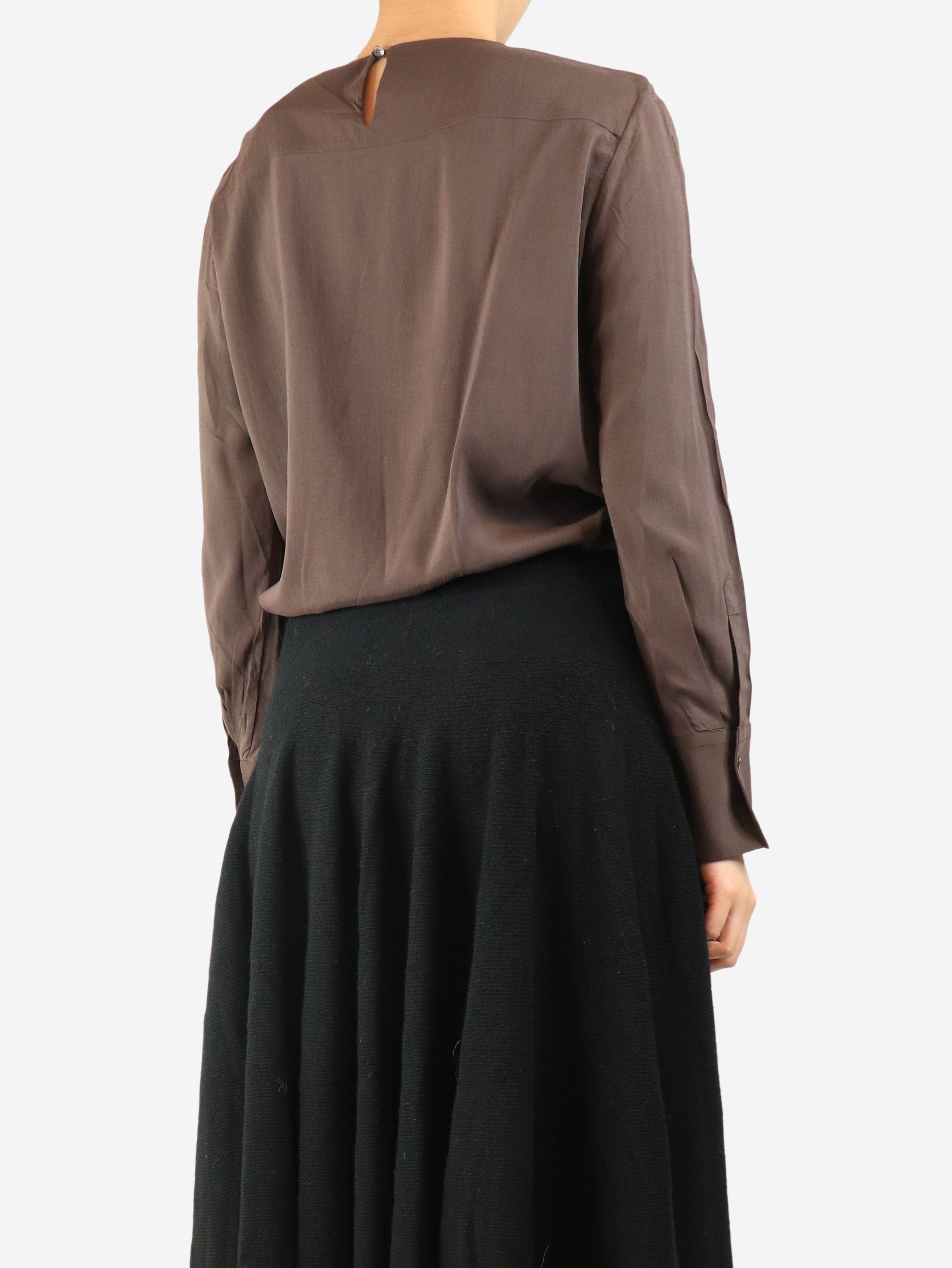 Brunello Cucinelli Dark brown silk blouse - M Size M / US 6-8 / IT 42-44 - 3 Thumbnail