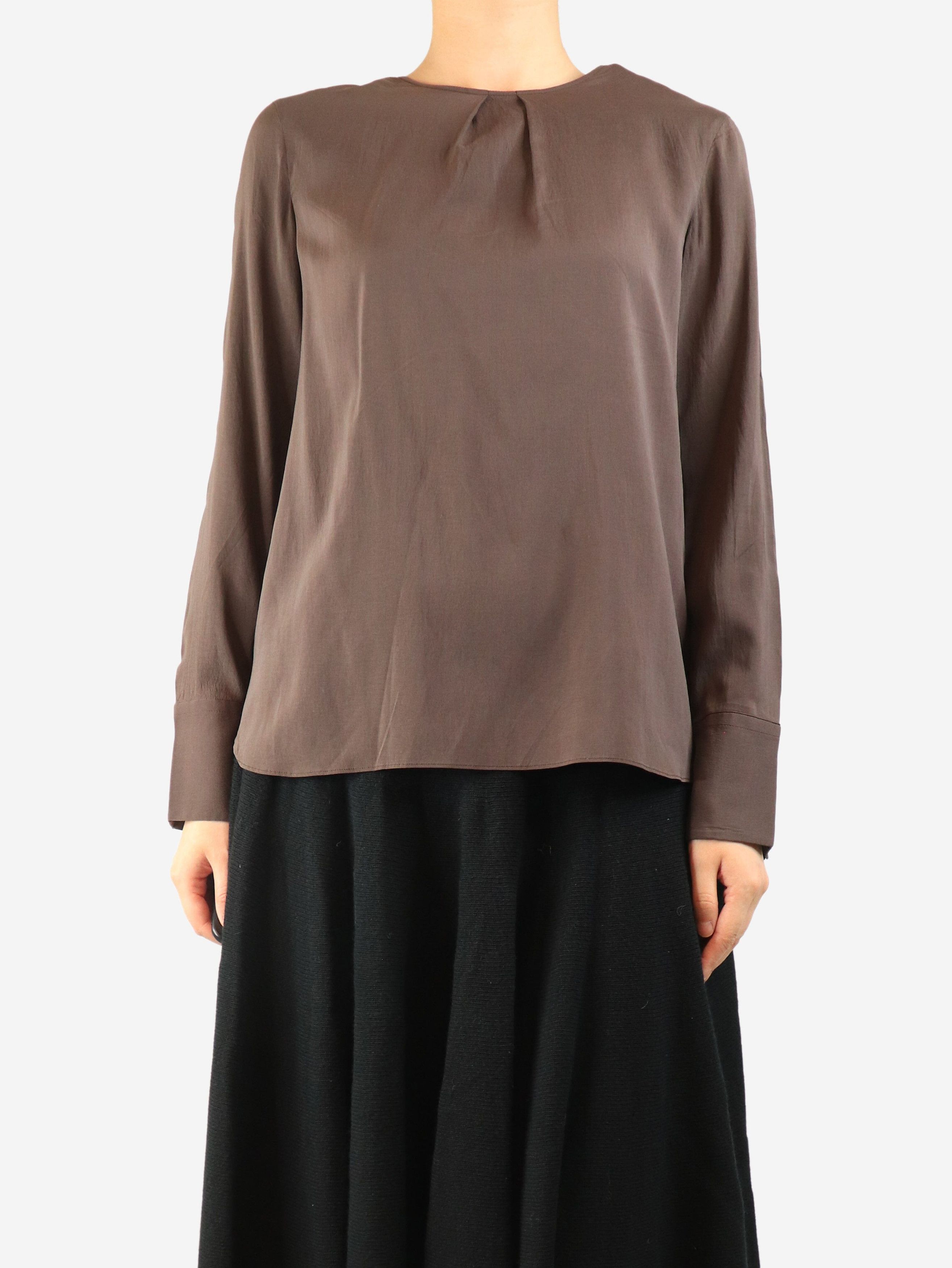 Brunello Cucinelli Dark brown silk blouse - M Size M / US 6-8 / IT 42-44 - 2 Thumbnail
