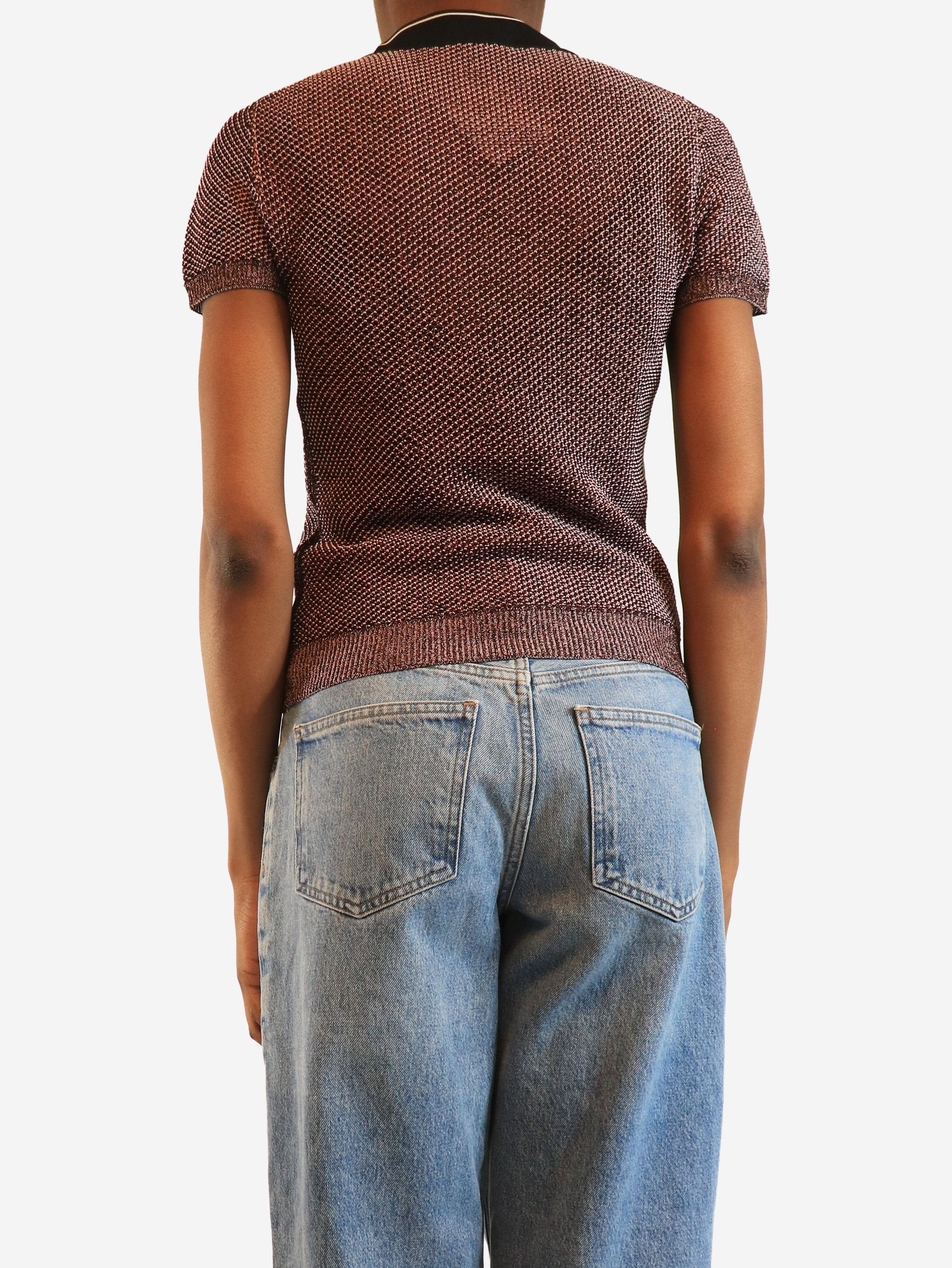 Prada Pink lurex knit t-shirt - UK 8 Size XS / US 0-2 / IT 36-38 - 2 Thumbnail