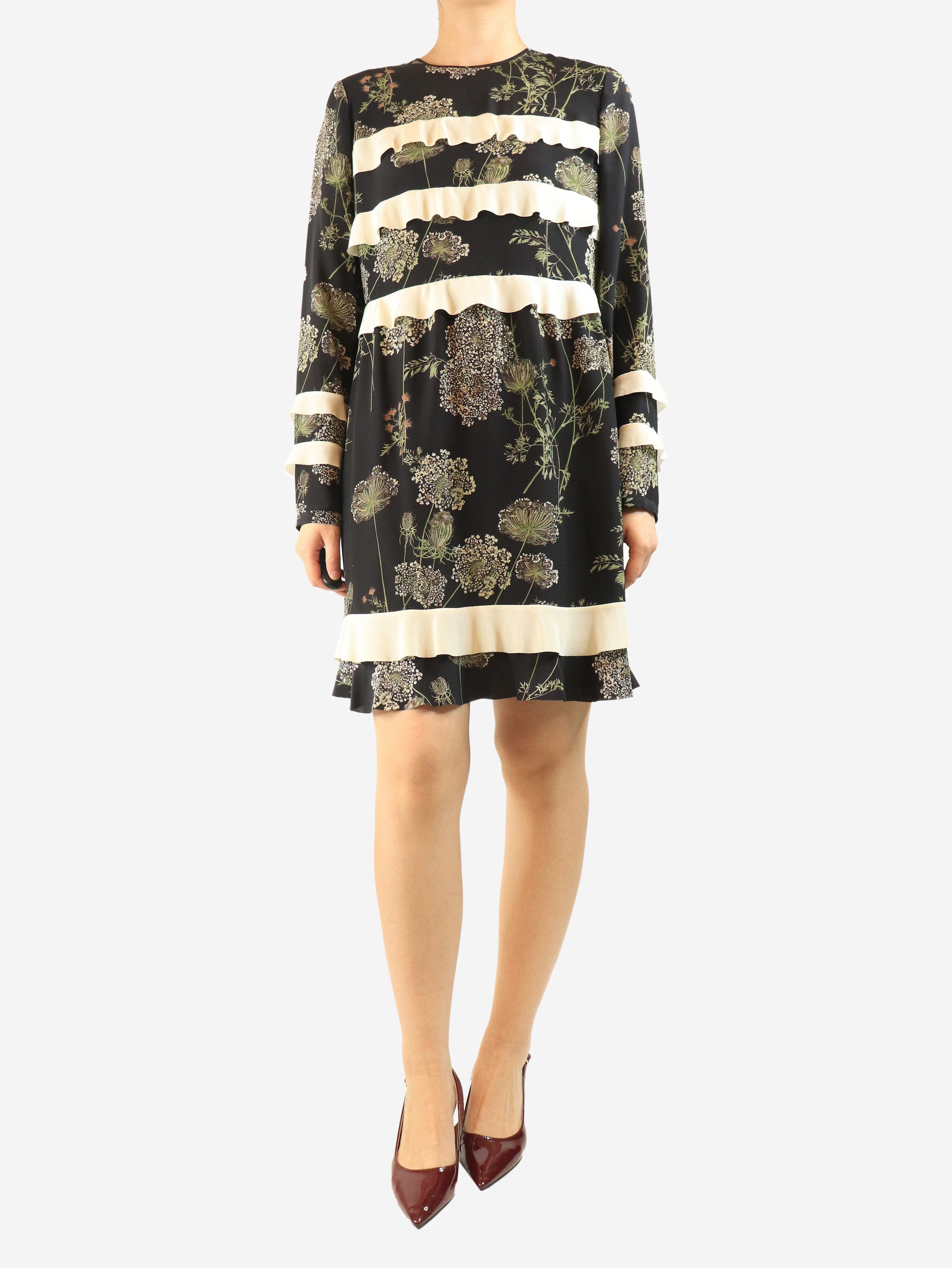 RED Valentino Black silk floral printed mini dress - UK 12 Size M / US 6-8 / IT 42-44 - 4 Thumbnail