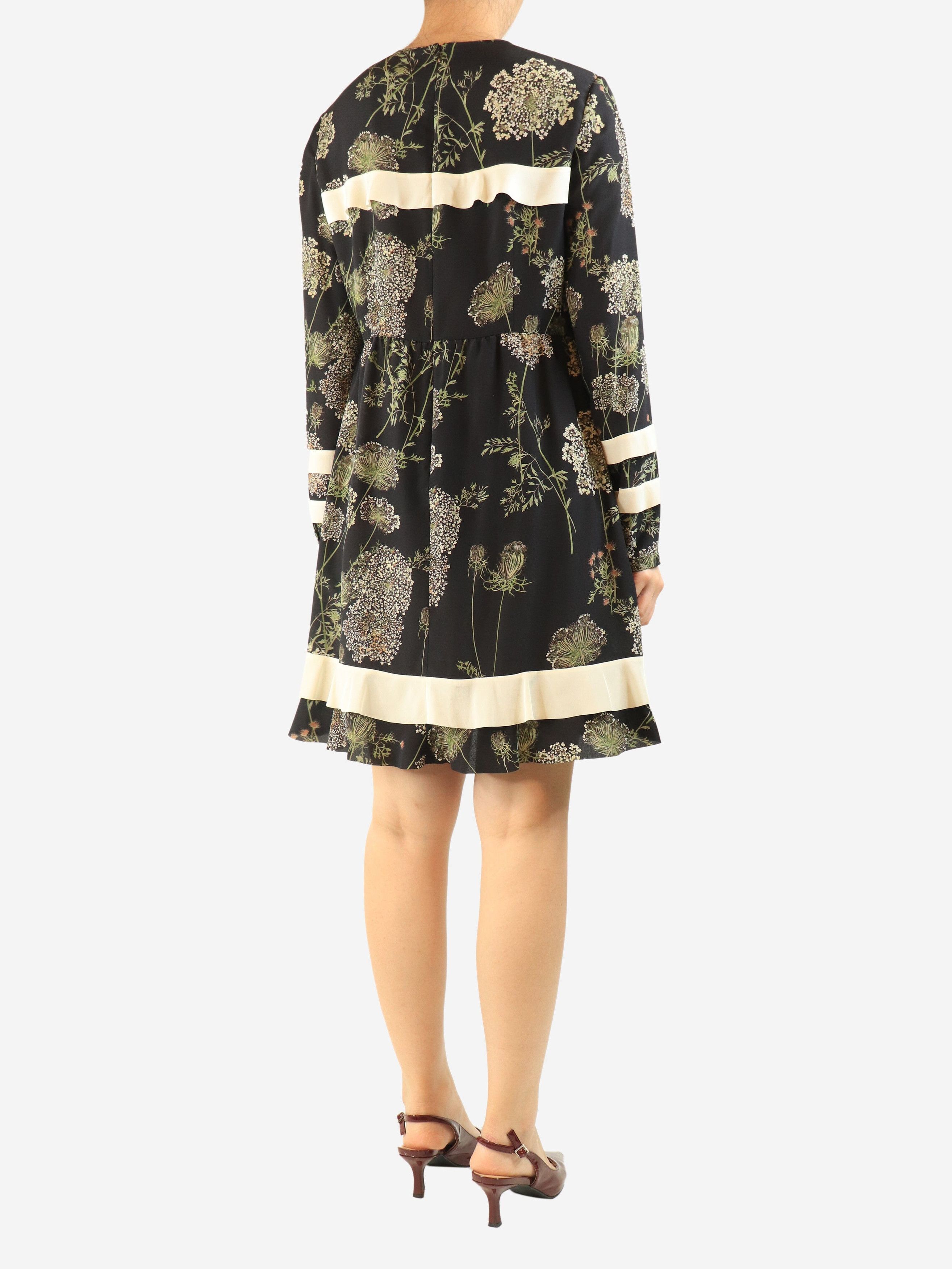 RED Valentino Black silk floral printed mini dress - UK 12 Size M / US 6-8 / IT 42-44 - 3 Thumbnail