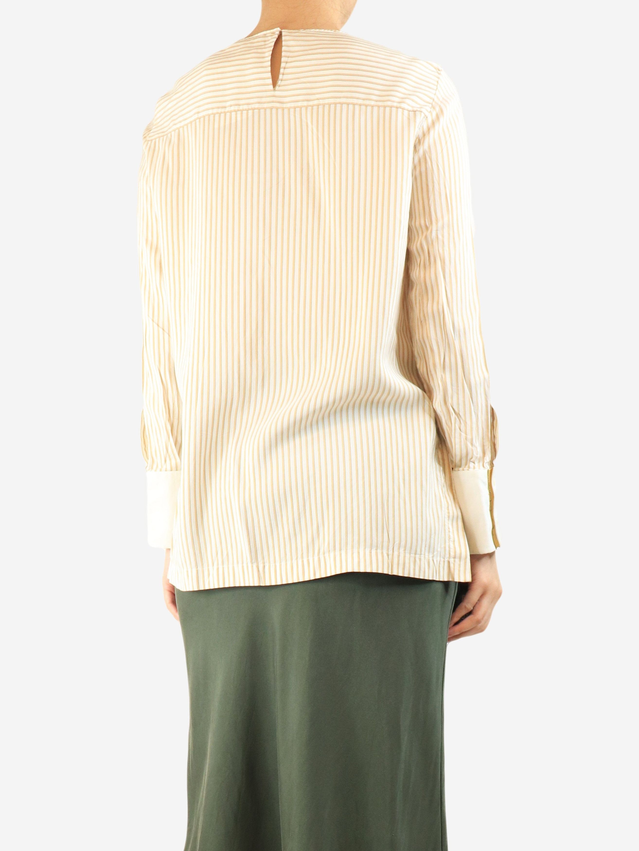 Brunello Cucinelli Neutral silk striped blouse - S Size S / US 4 / IT 40 - 3 Thumbnail