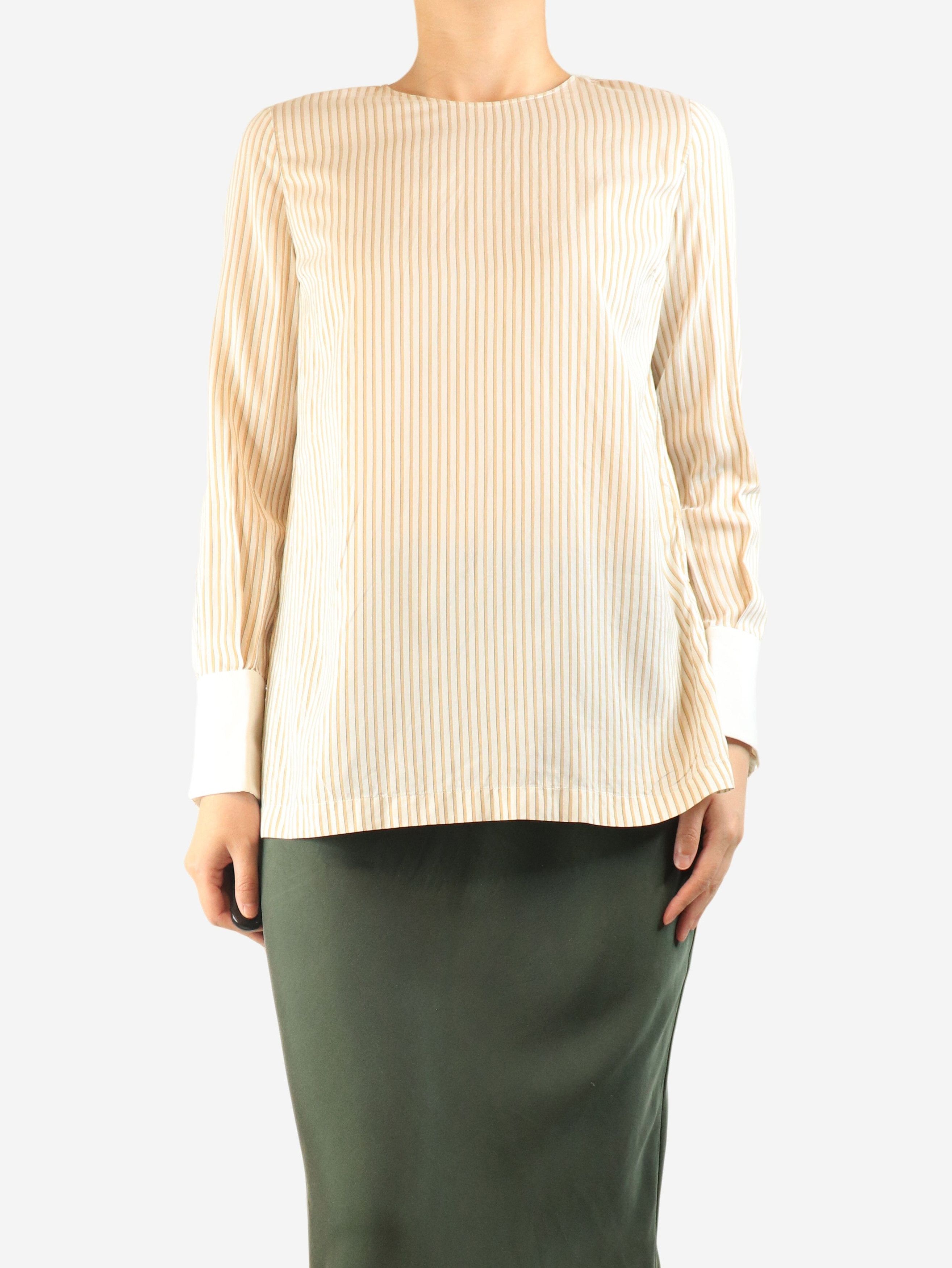 Brunello Cucinelli Neutral silk striped blouse - S Size S / US 4 / IT 40 - 4 Thumbnail