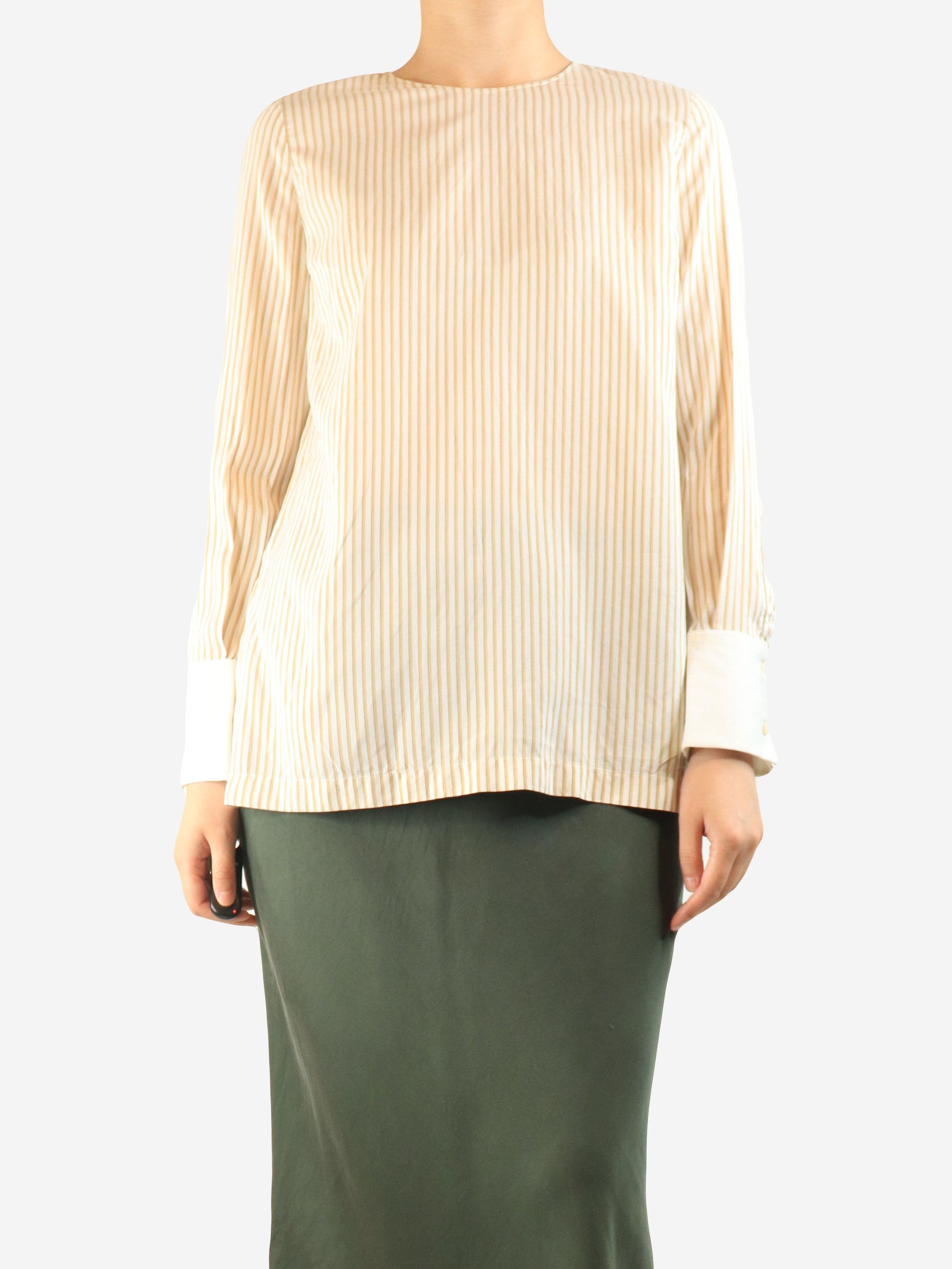 Brunello Cucinelli Neutral silk striped blouse - S Size S / US 4 / IT 40 - 2 Thumbnail