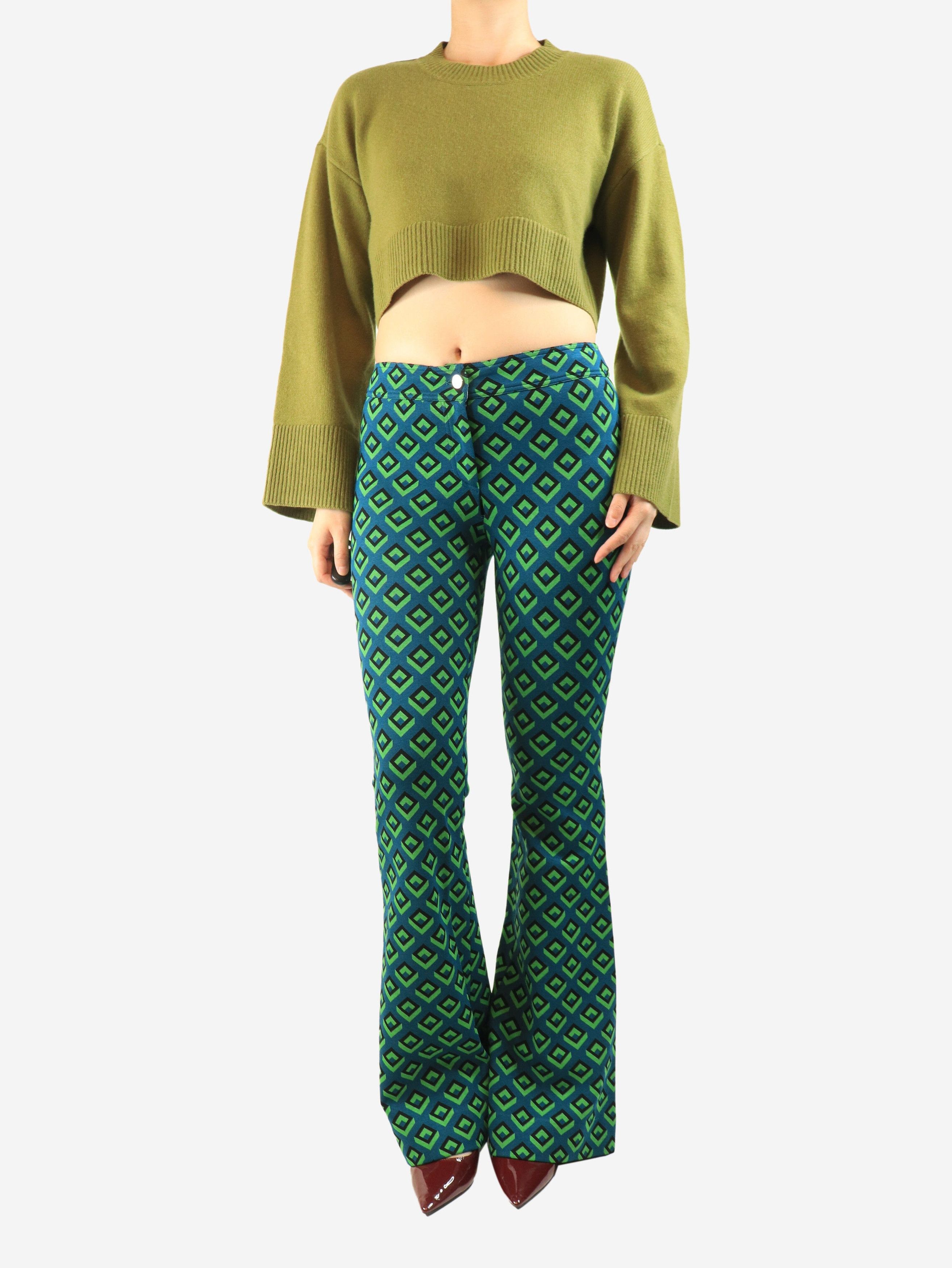 Diane von Furstenberg Green geometric patterned trousers - UK 8 Size 27" / US 4 / IT 40 - 3 Thumbnail
