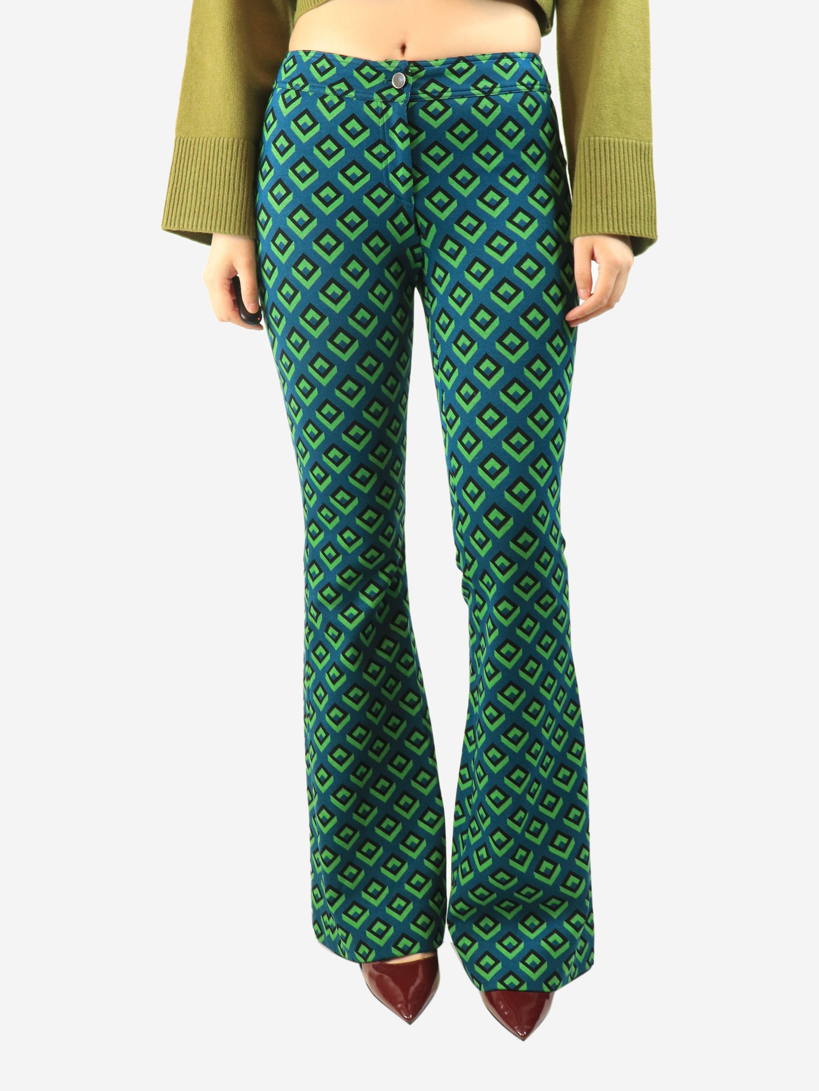 Diane von Furstenberg Green geometric patterned trousers - UK 8 Size 27" / US 4 / IT 40 - 2 Thumbnail
