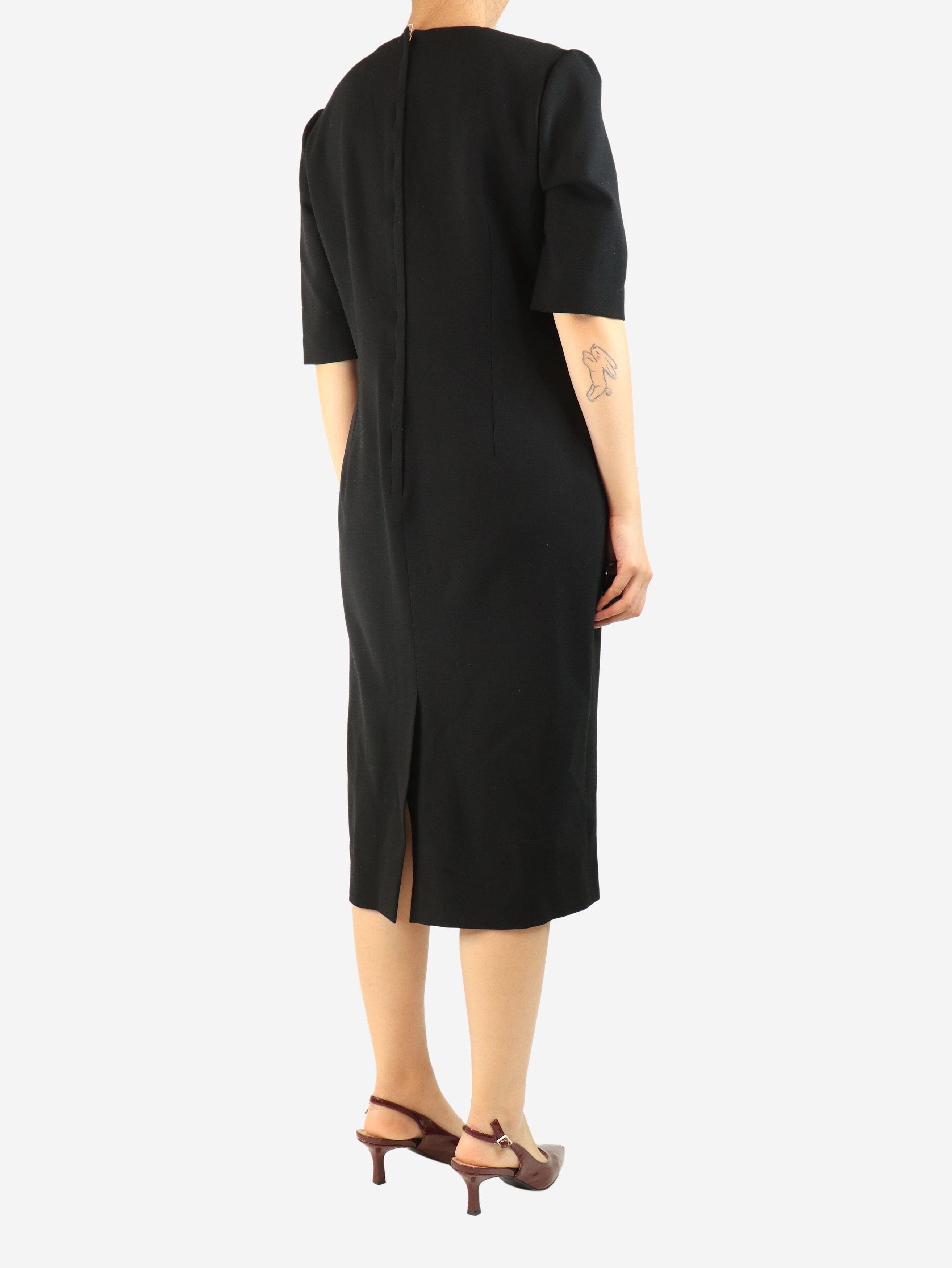Dolce & Gabbana Black short-sleeved wool midi dress - UK 16 Size XL / US 12-14 / IT 48-50 - 3 Thumbnail