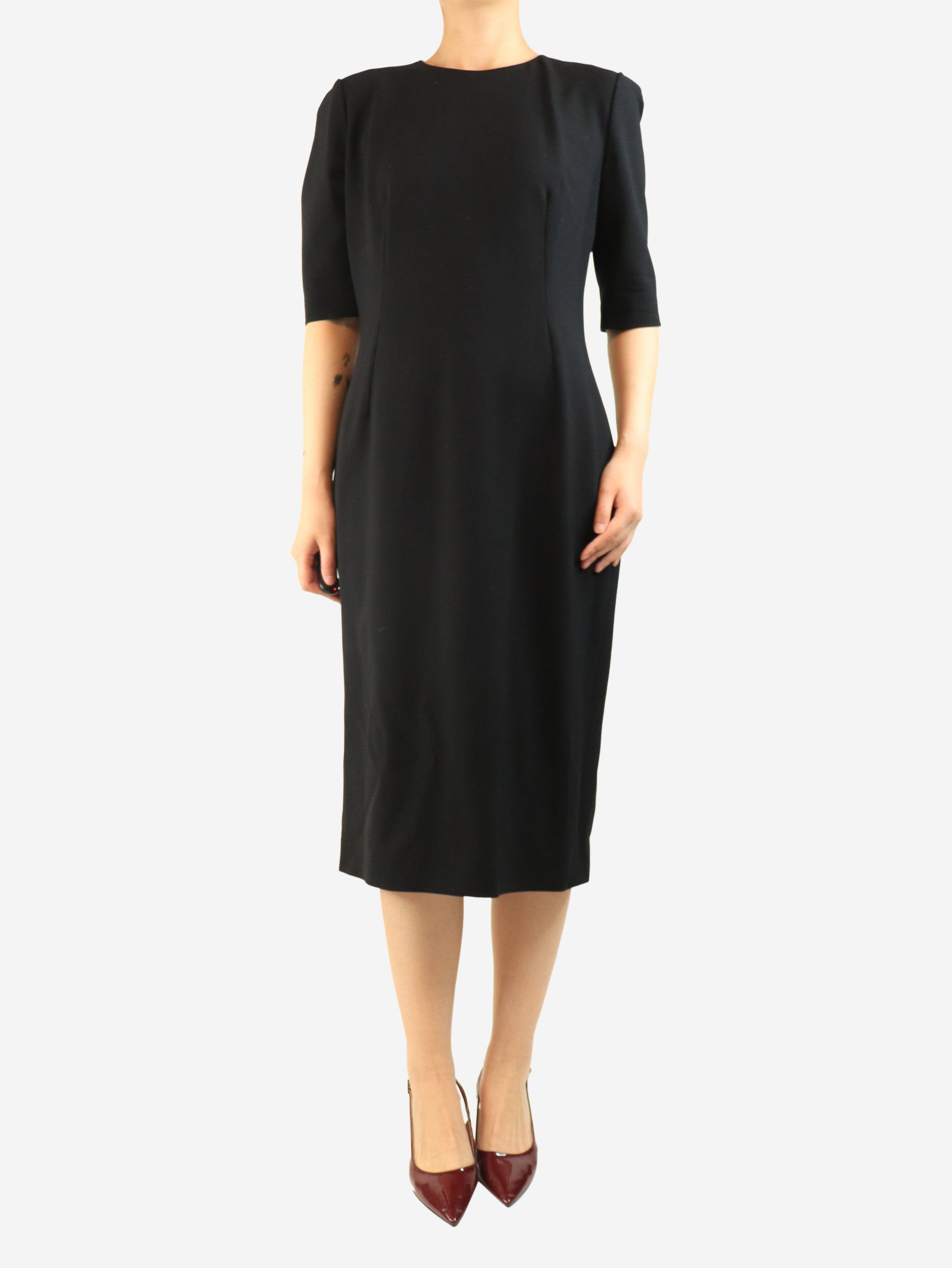 Dolce & Gabbana Black short-sleeved wool midi dress - UK 16 Size XL / US 12-14 / IT 48-50 - 4 Thumbnail
