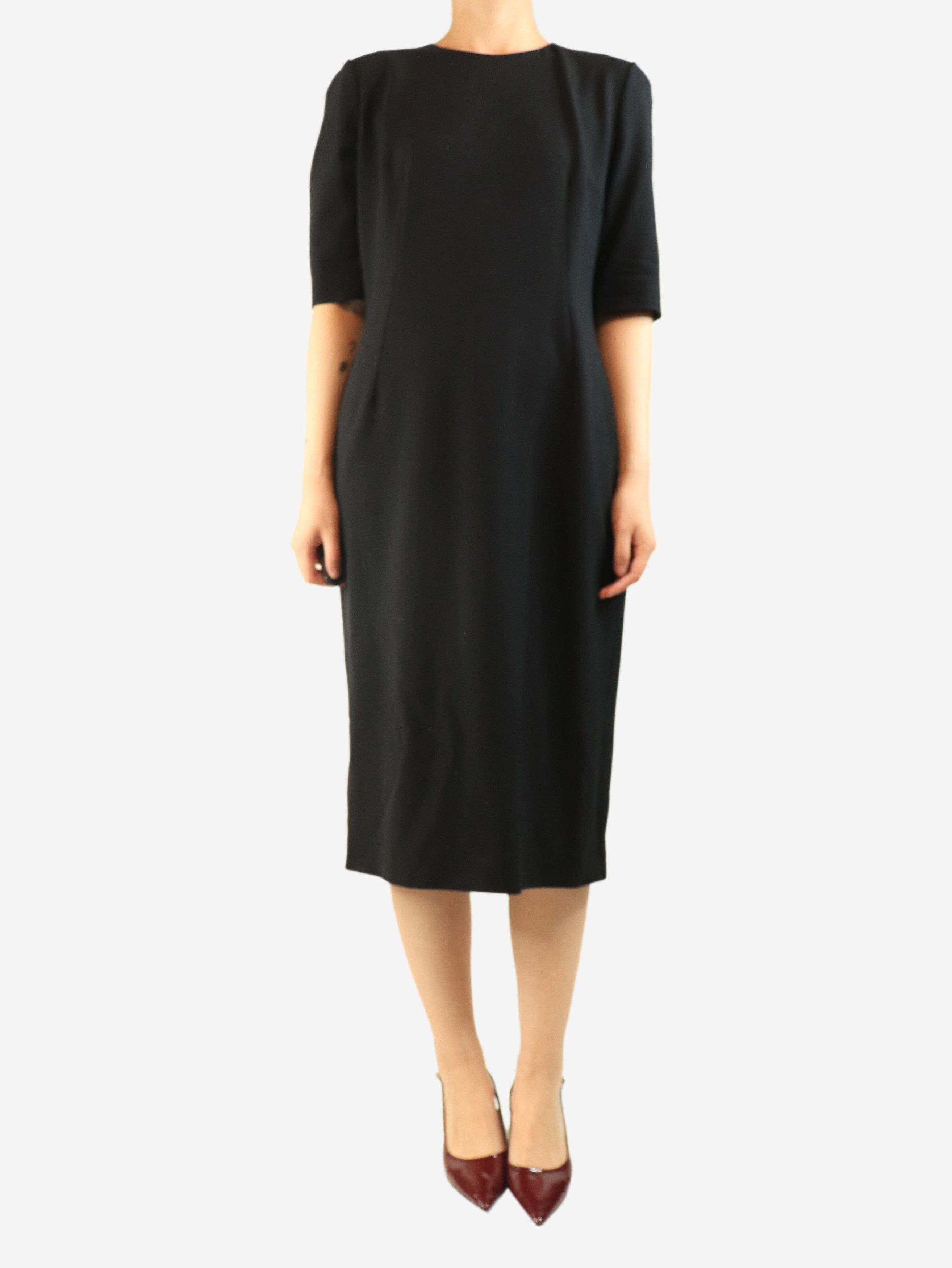 Dolce & Gabbana Black short-sleeved wool midi dress - UK 16 Size XL / US 12-14 / IT 48-50 - 2 Thumbnail