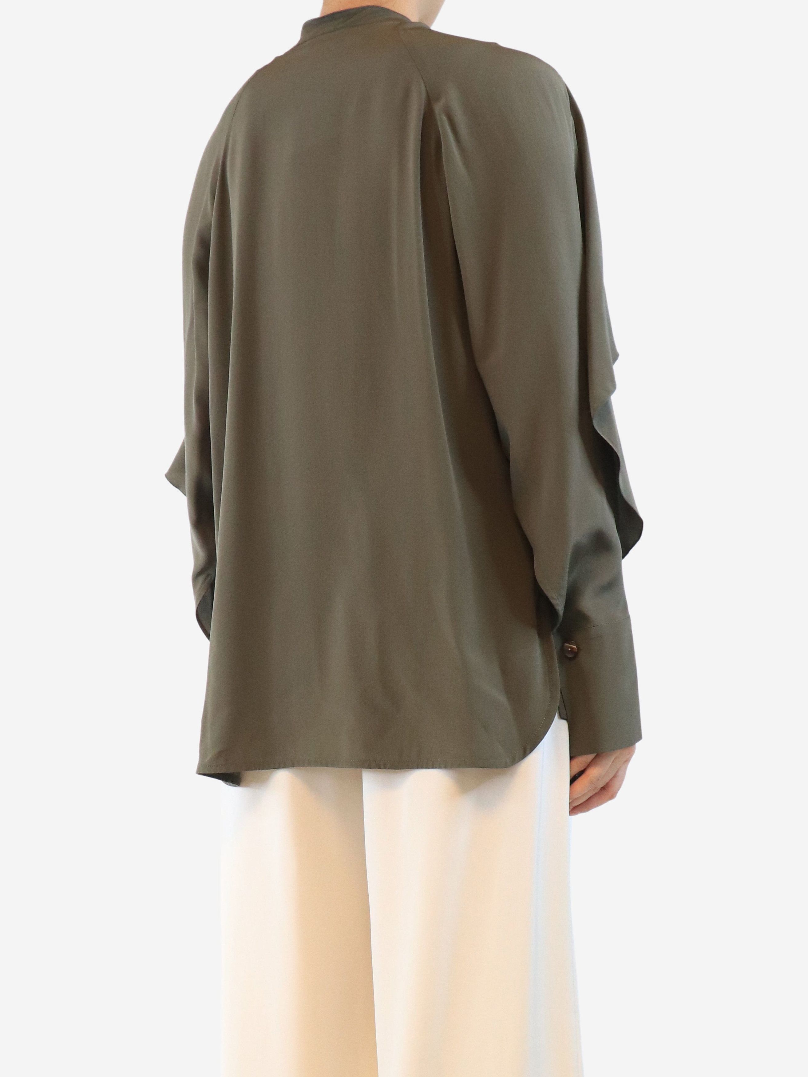 Other Khaki silk frill blouse - UK 10 Size M / US 6-8 / IT 42-44 - 3 Thumbnail