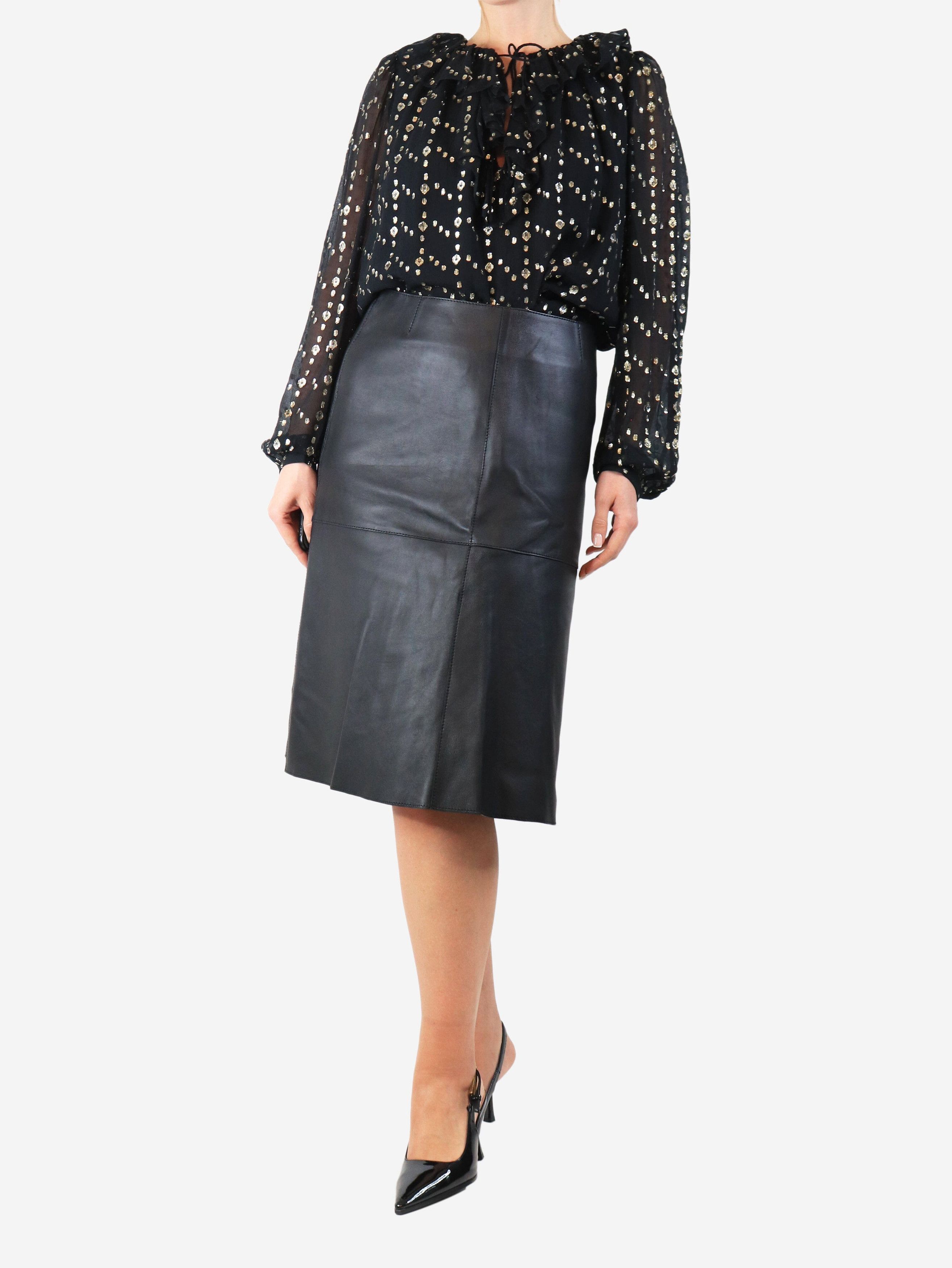 Other Black leather midi skirt Size 27" / US 4 / IT 40 - 2 Thumbnail