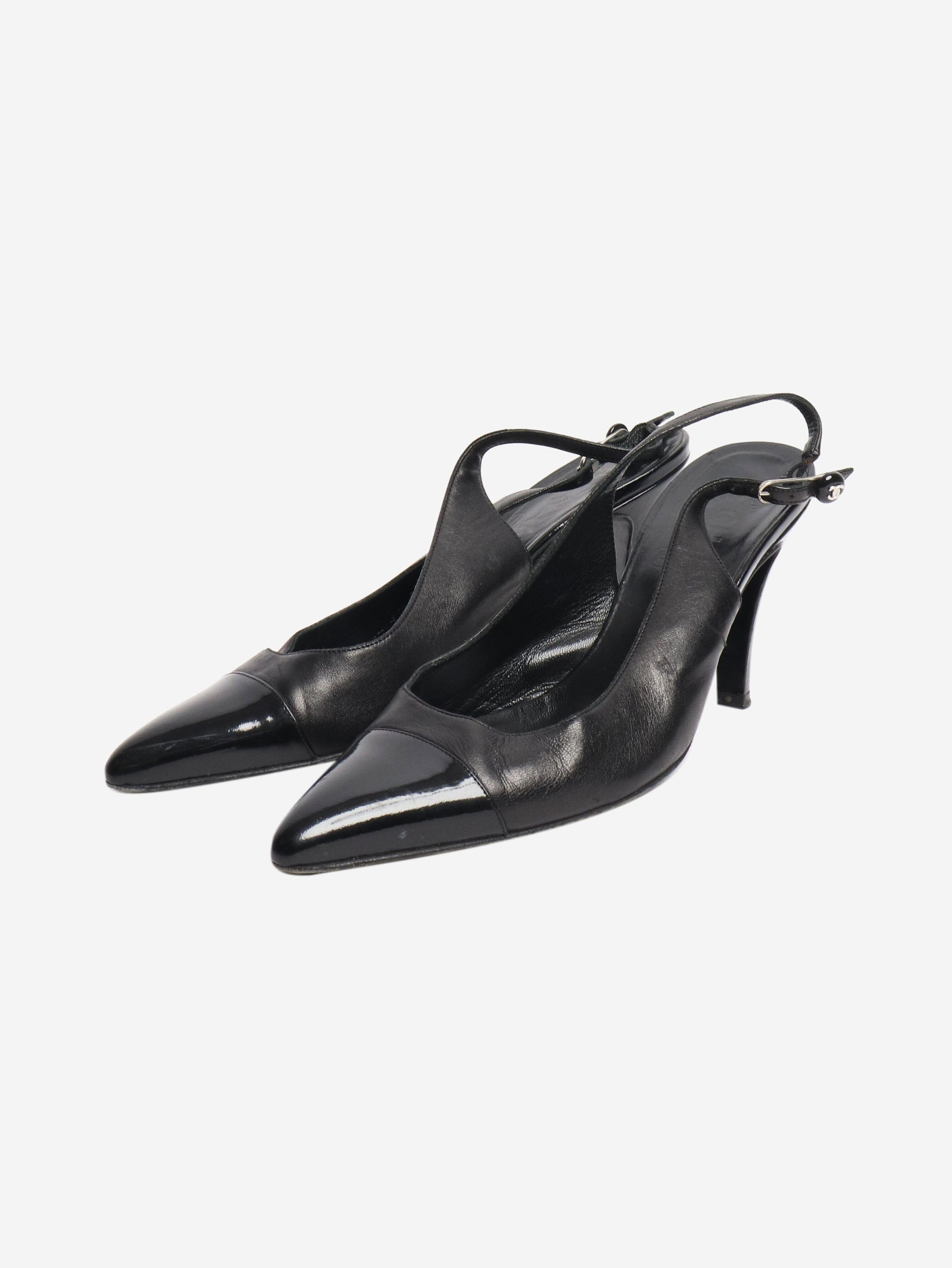 Chanel Black leather slingbacks - EU 38 (UK 5) Size US 7.5 / IT 37.5 - 2 Thumbnail