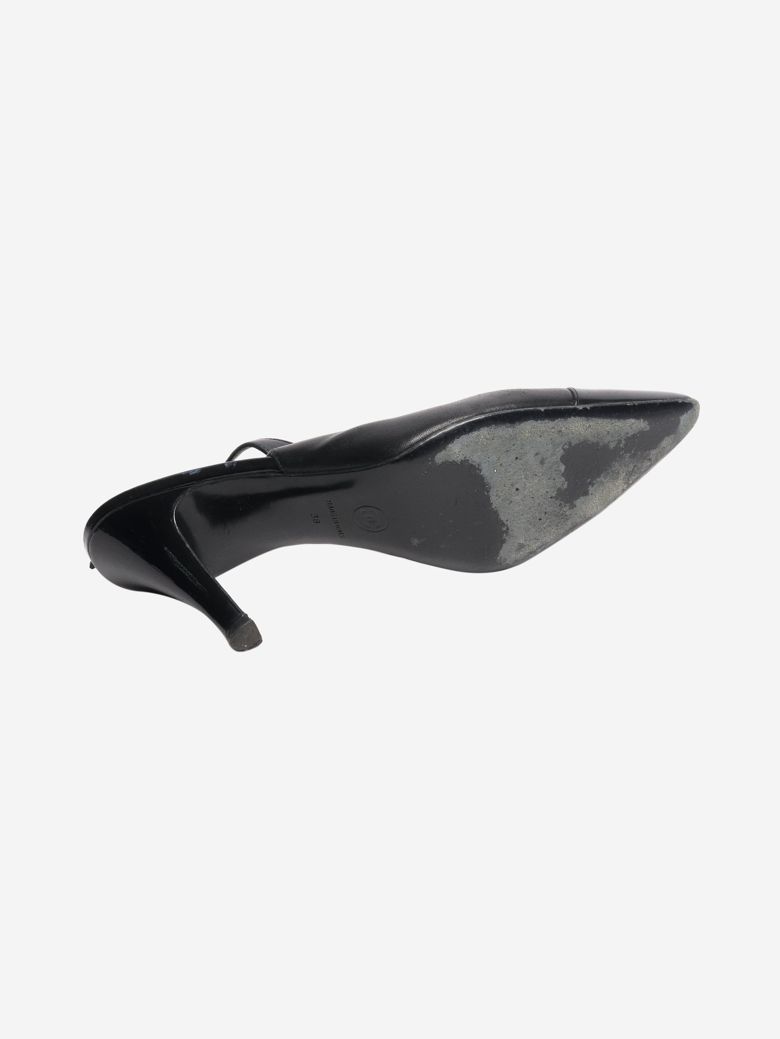 Chanel Black leather slingbacks - EU 38 (UK 5) Size US 7.5 / IT 37.5 - 5 Thumbnail