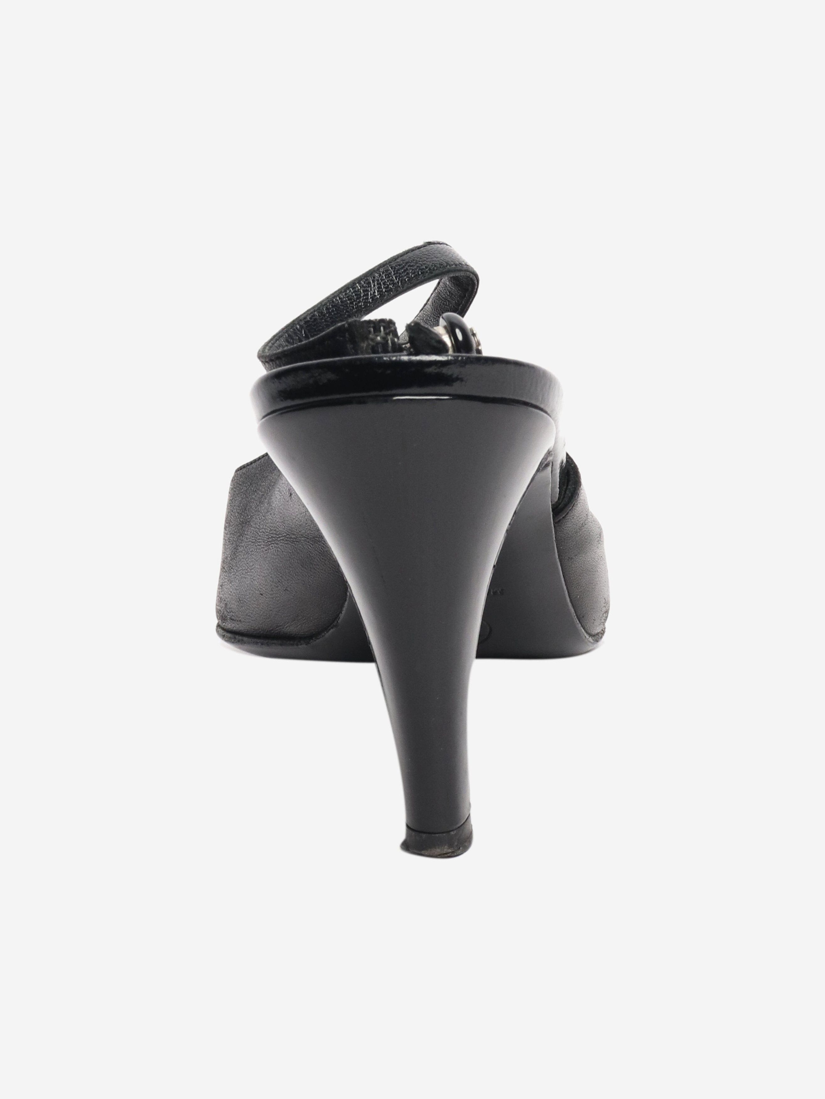 Chanel Black leather slingbacks - EU 38 (UK 5) Size US 7.5 / IT 37.5 - 4 Thumbnail