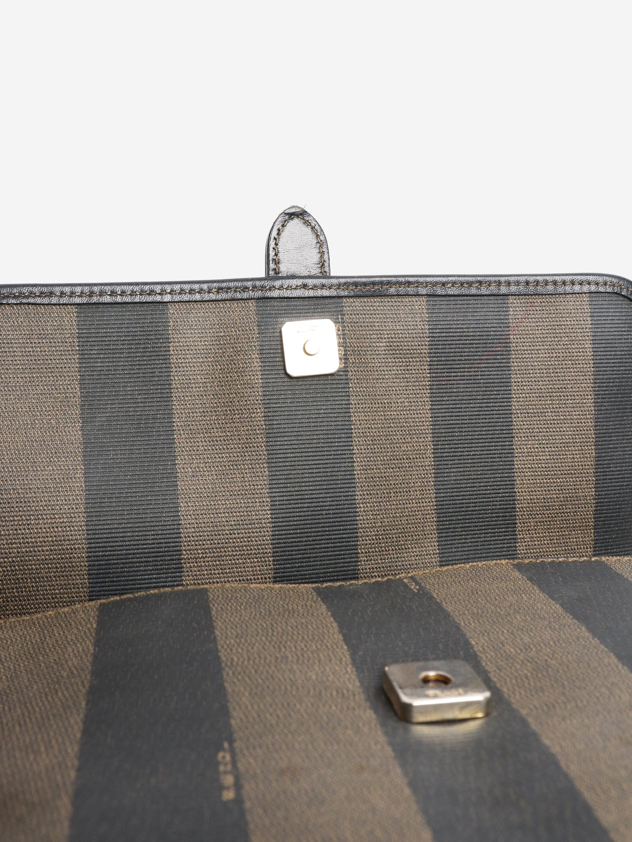 Fendi Brown Penguin striped shoulder bag Size ONE SIZE - 6 Thumbnail