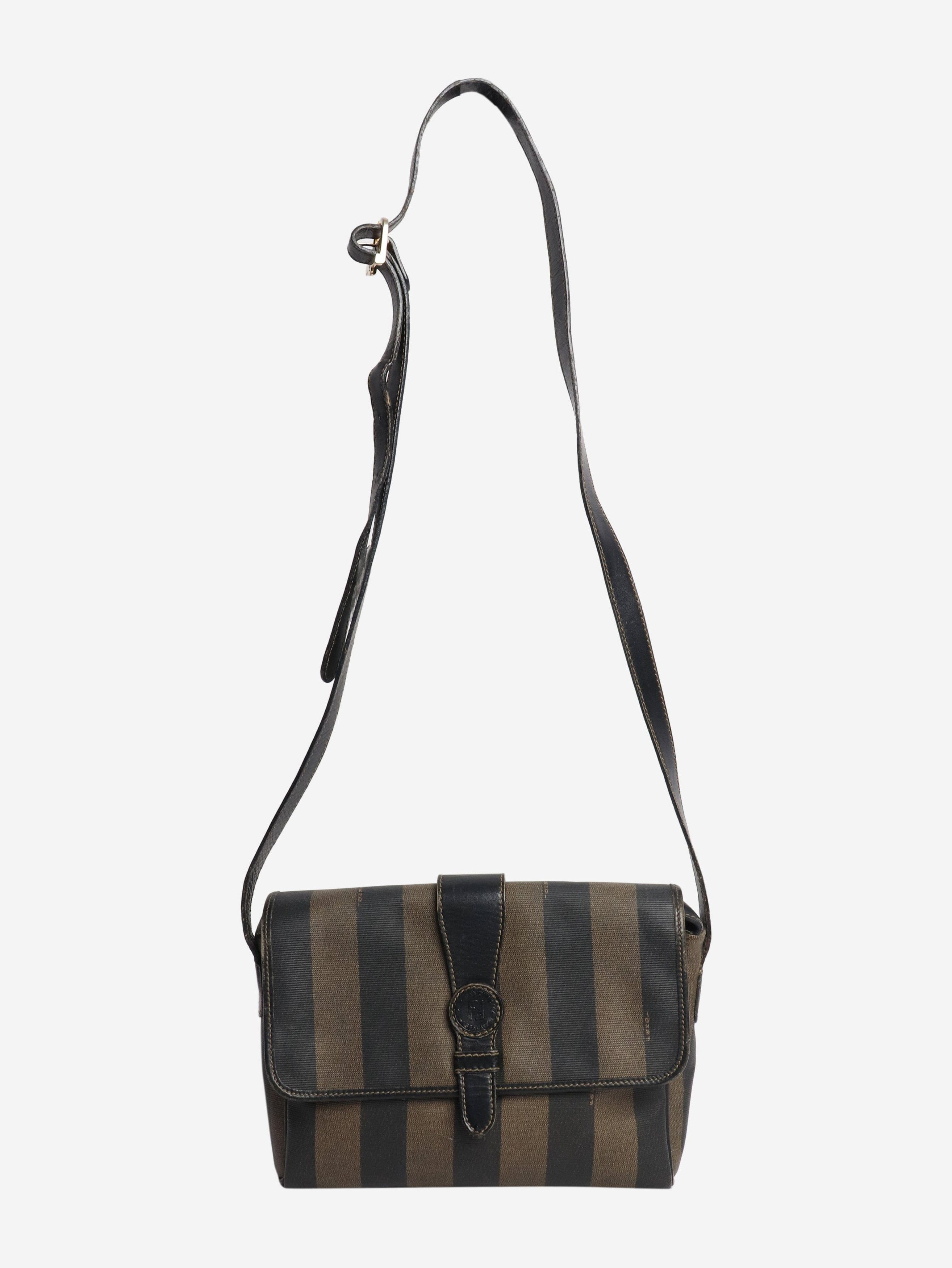 Fendi Brown Penguin striped shoulder bag Size ONE SIZE - 2 Thumbnail
