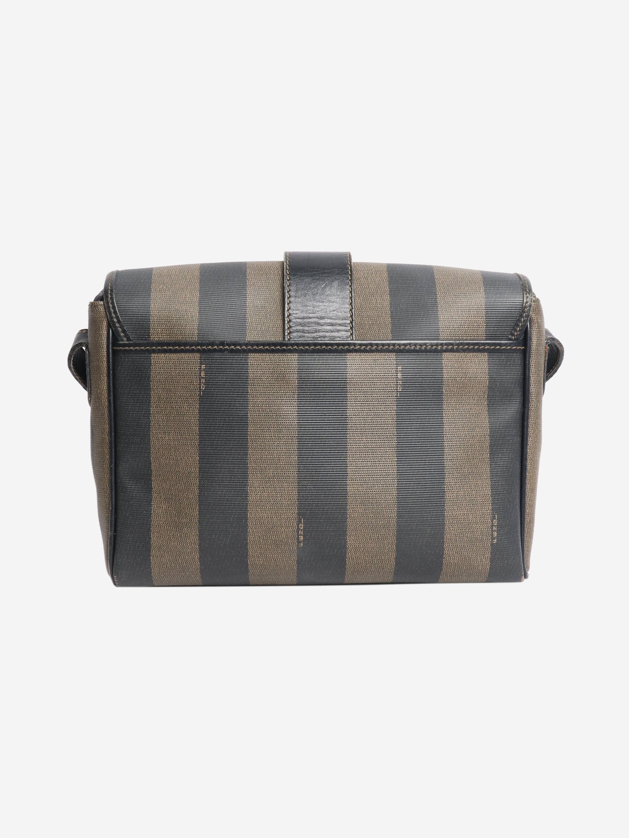 Fendi Brown Penguin striped shoulder bag Size ONE SIZE - 3 Thumbnail