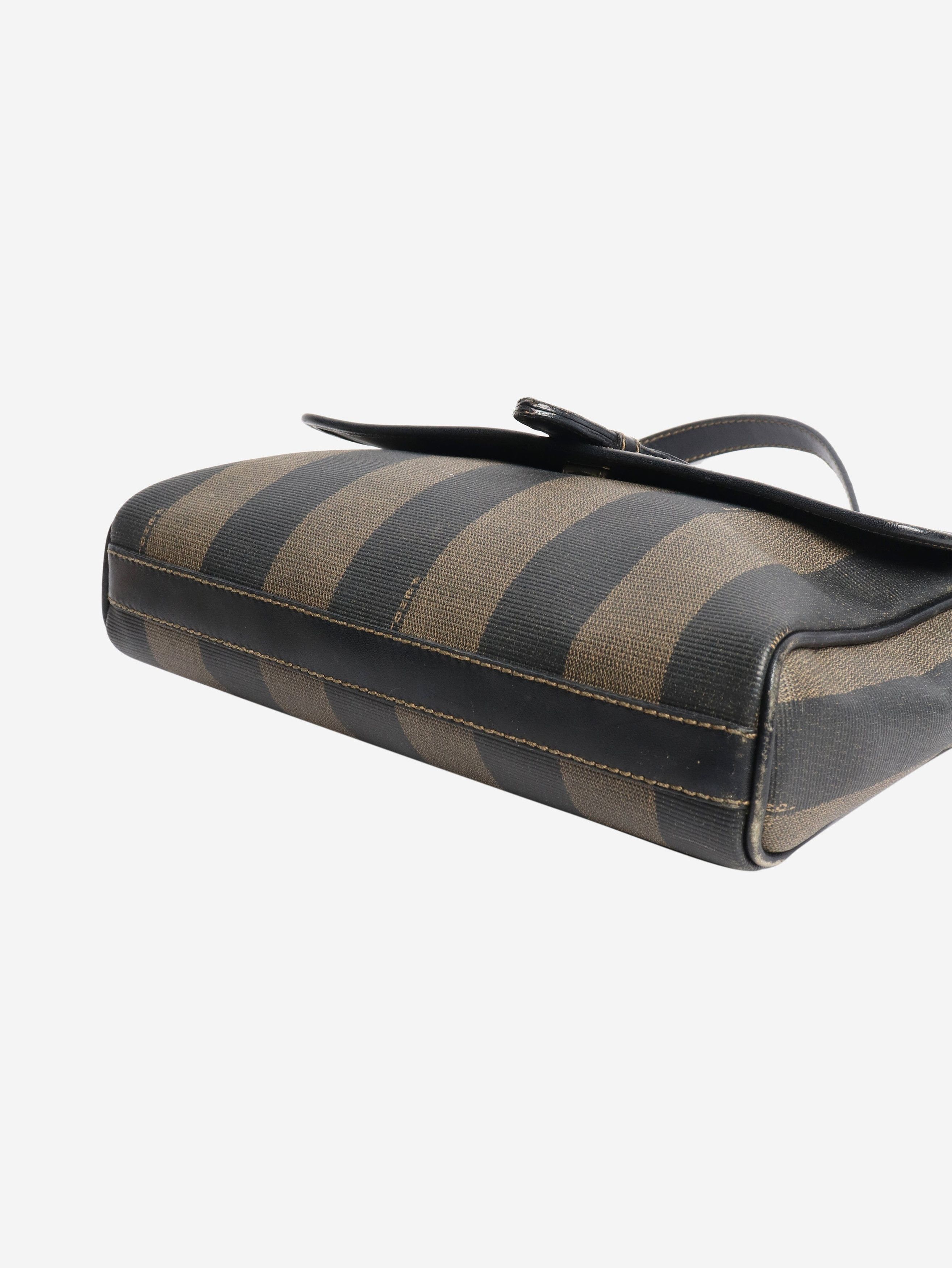 Fendi Brown Penguin striped shoulder bag Size ONE SIZE - 4 Thumbnail