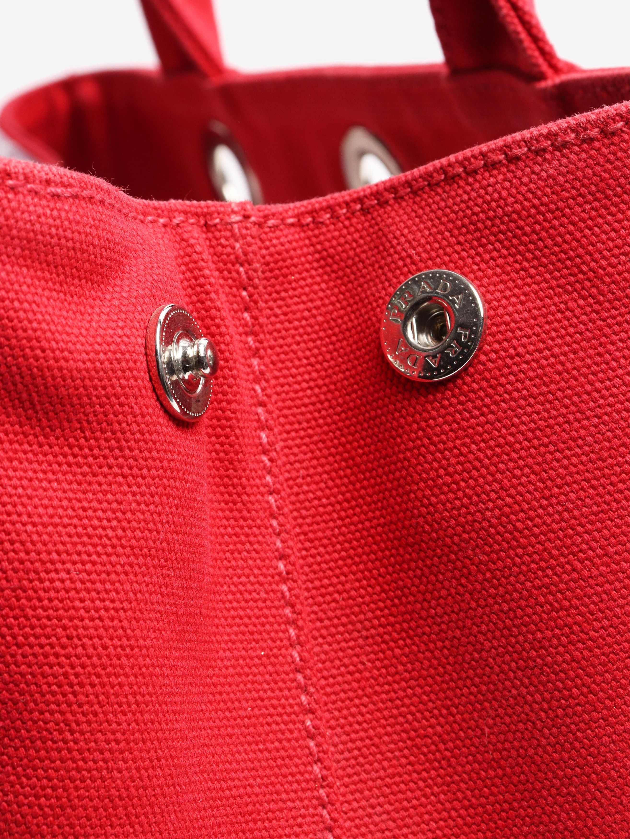 Prada Red canvas eyelet 2way tote Size ONE SIZE - 7 Thumbnail