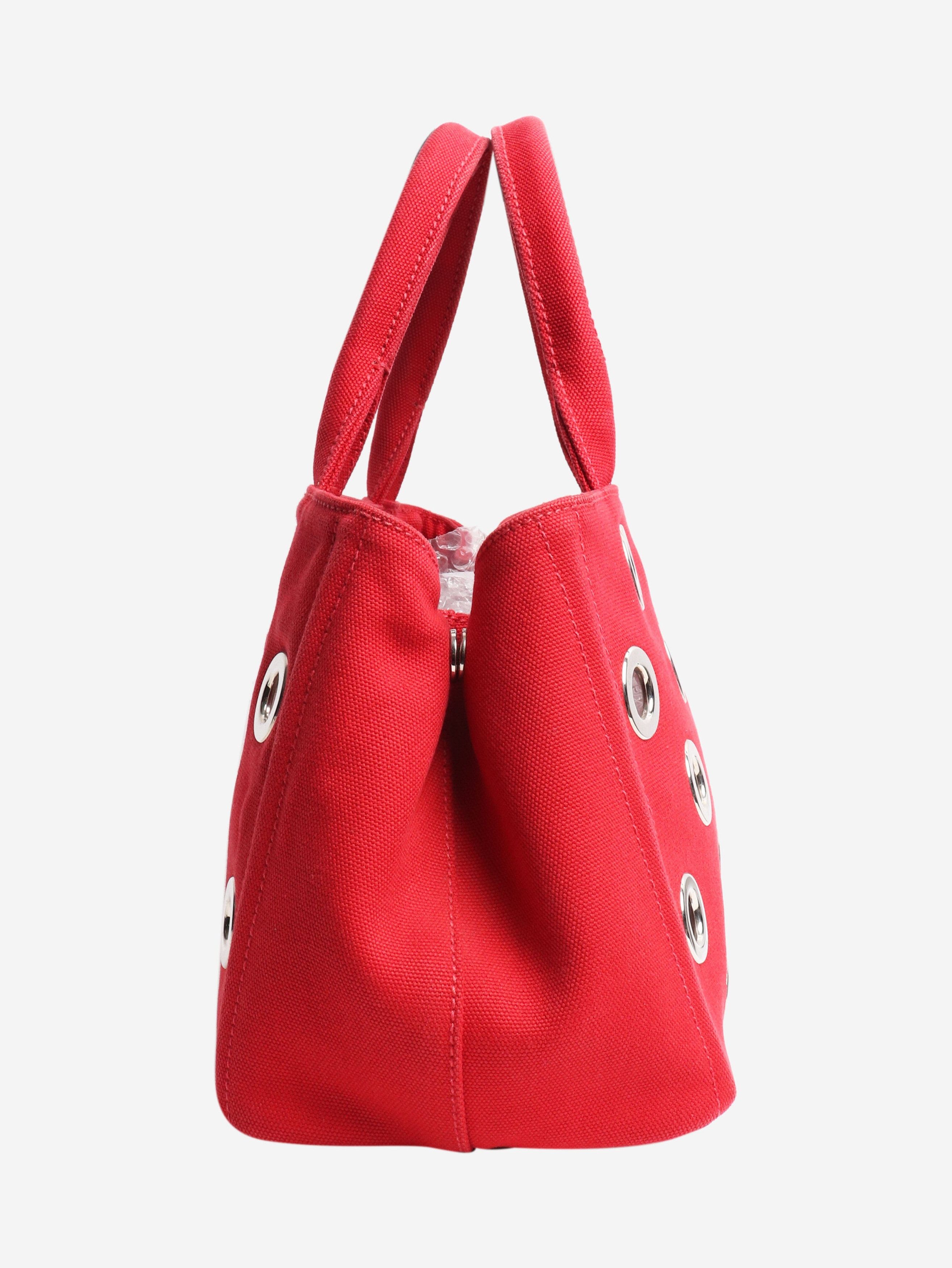 Prada Red canvas eyelet 2way tote Size ONE SIZE - 2 Thumbnail