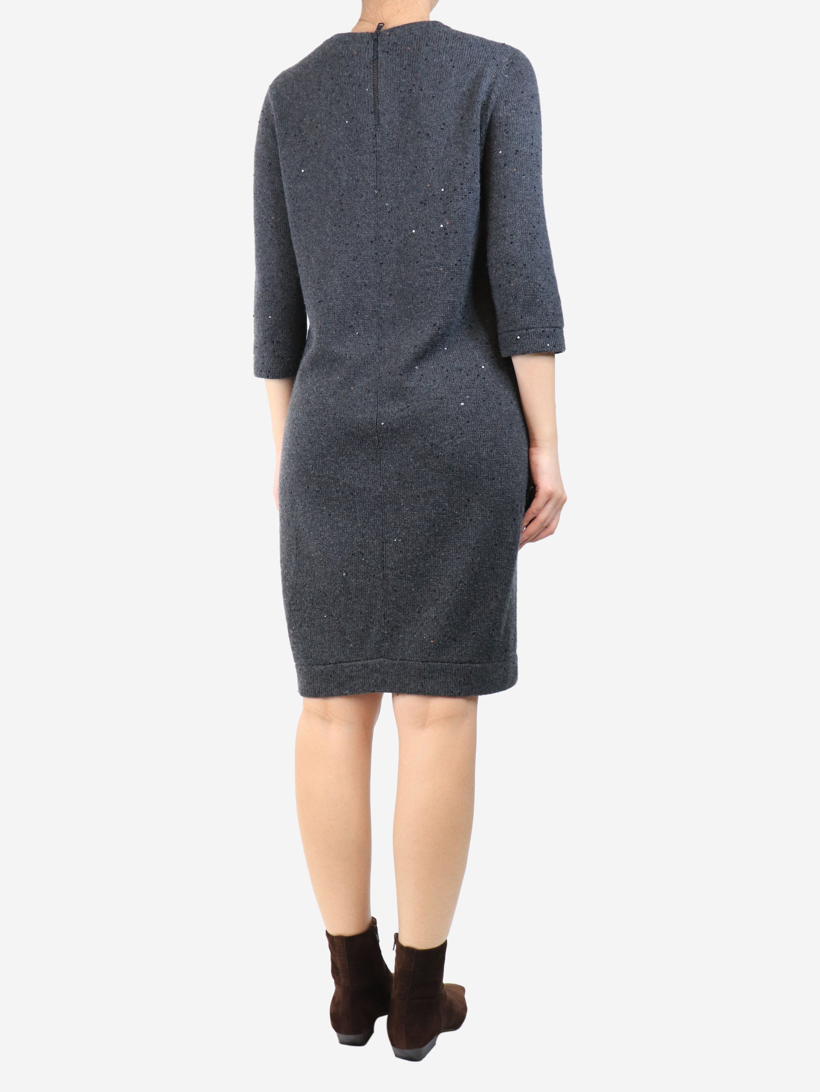 Brunello Cucinelli Dark grey sequin knit dress - M Size M / US 6-8 / IT 42-44 - 3 Thumbnail