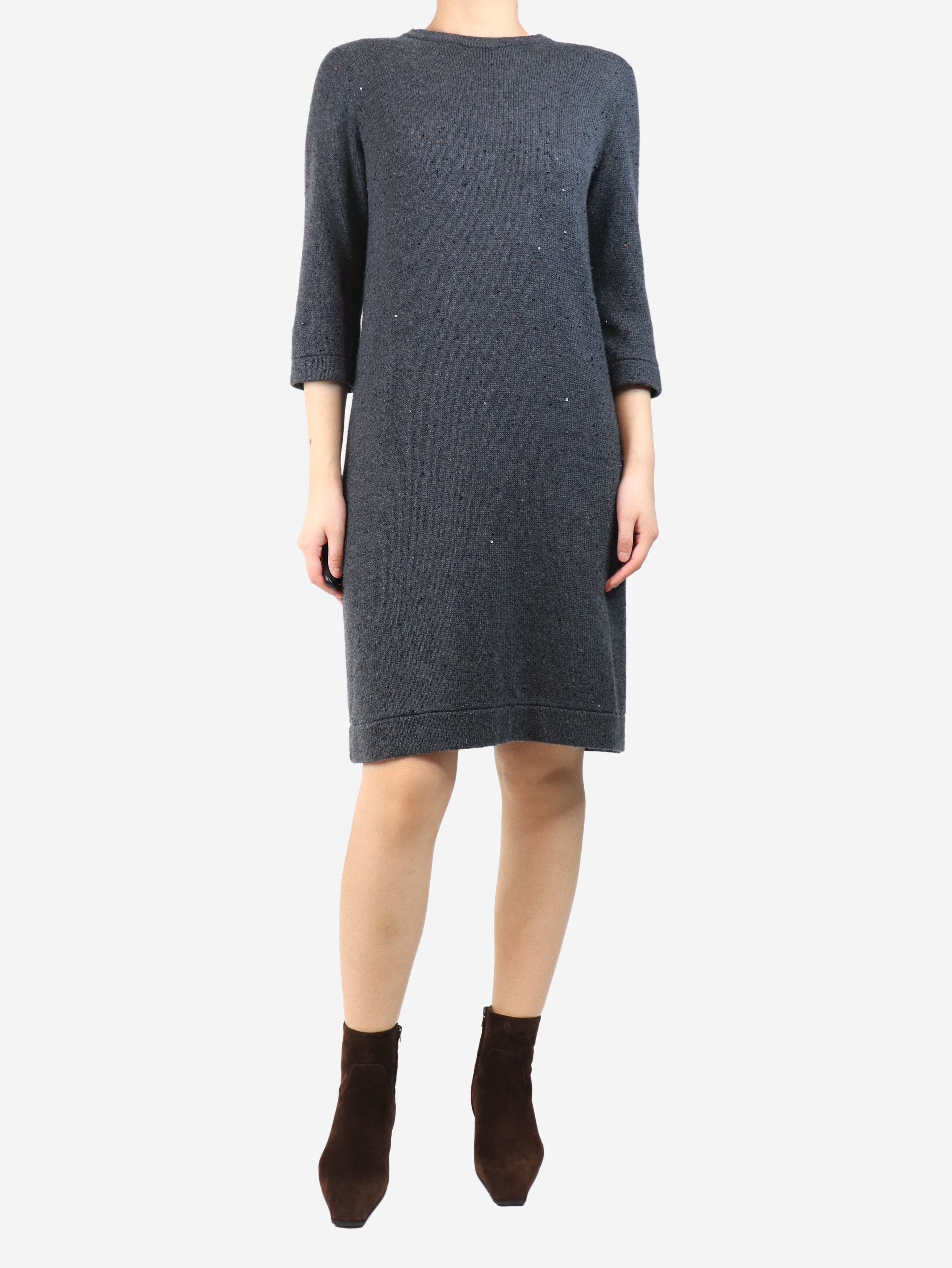 Brunello Cucinelli Dark grey sequin knit dress - M Size M / US 6-8 / IT 42-44 - 4 Thumbnail