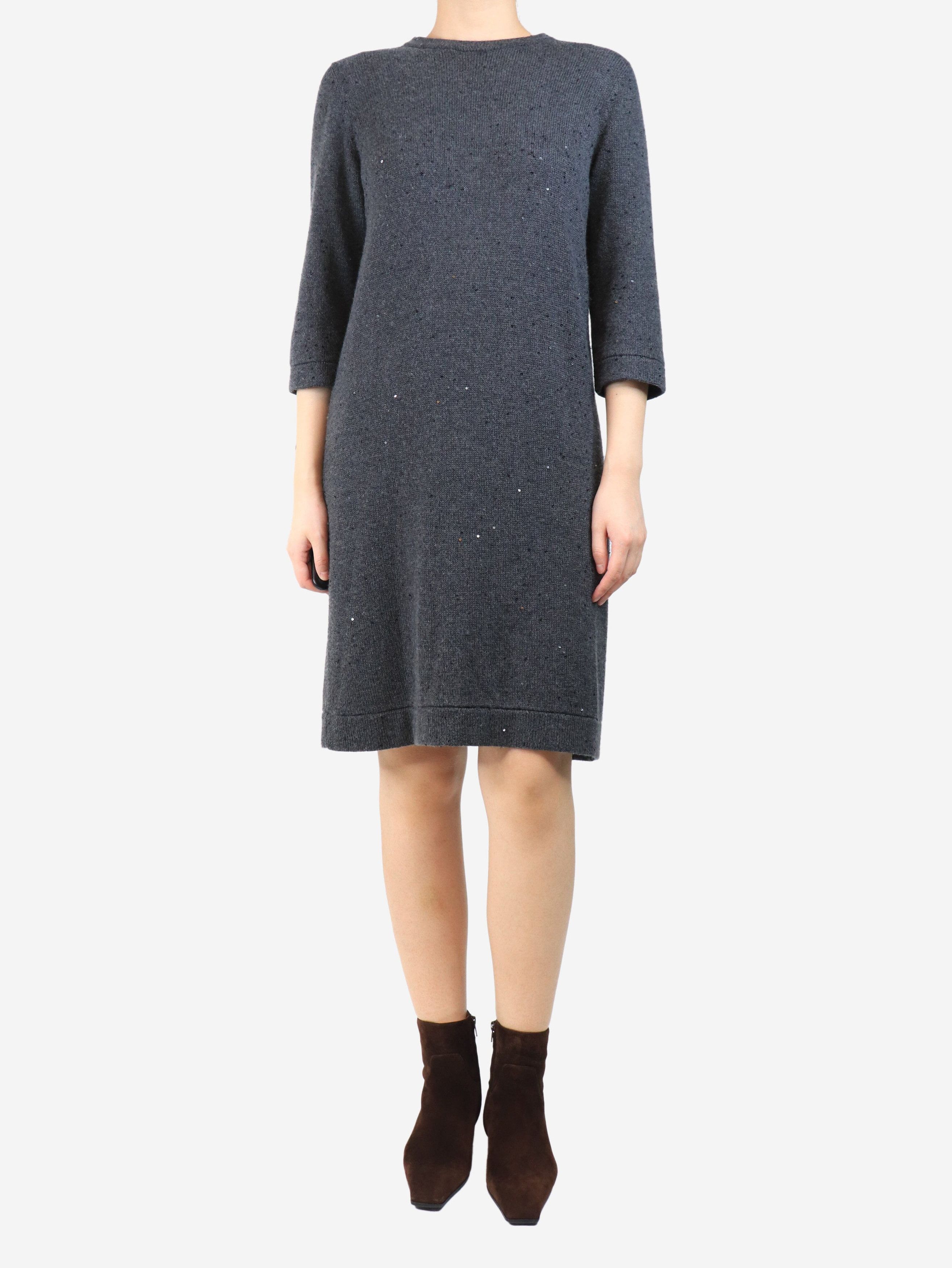 Brunello Cucinelli Dark grey sequin knit dress - M Size M / US 6-8 / IT 42-44 - 2 Thumbnail