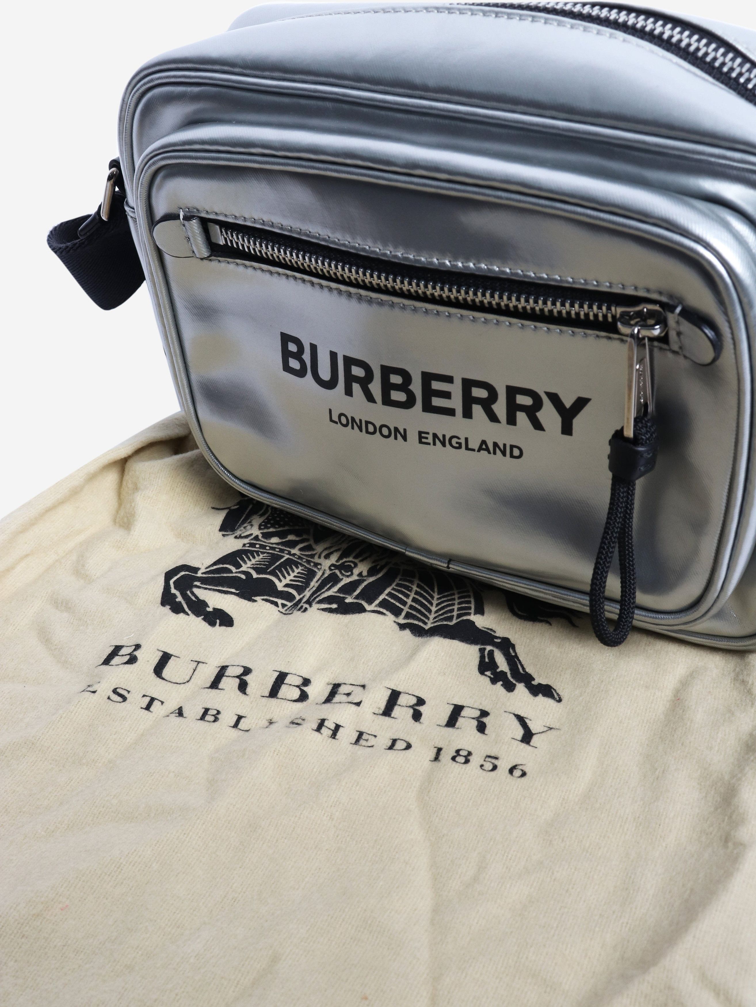 Burberry Silver metallic coated canvas shoulder bag Size ONE SIZE - 7 Thumbnail