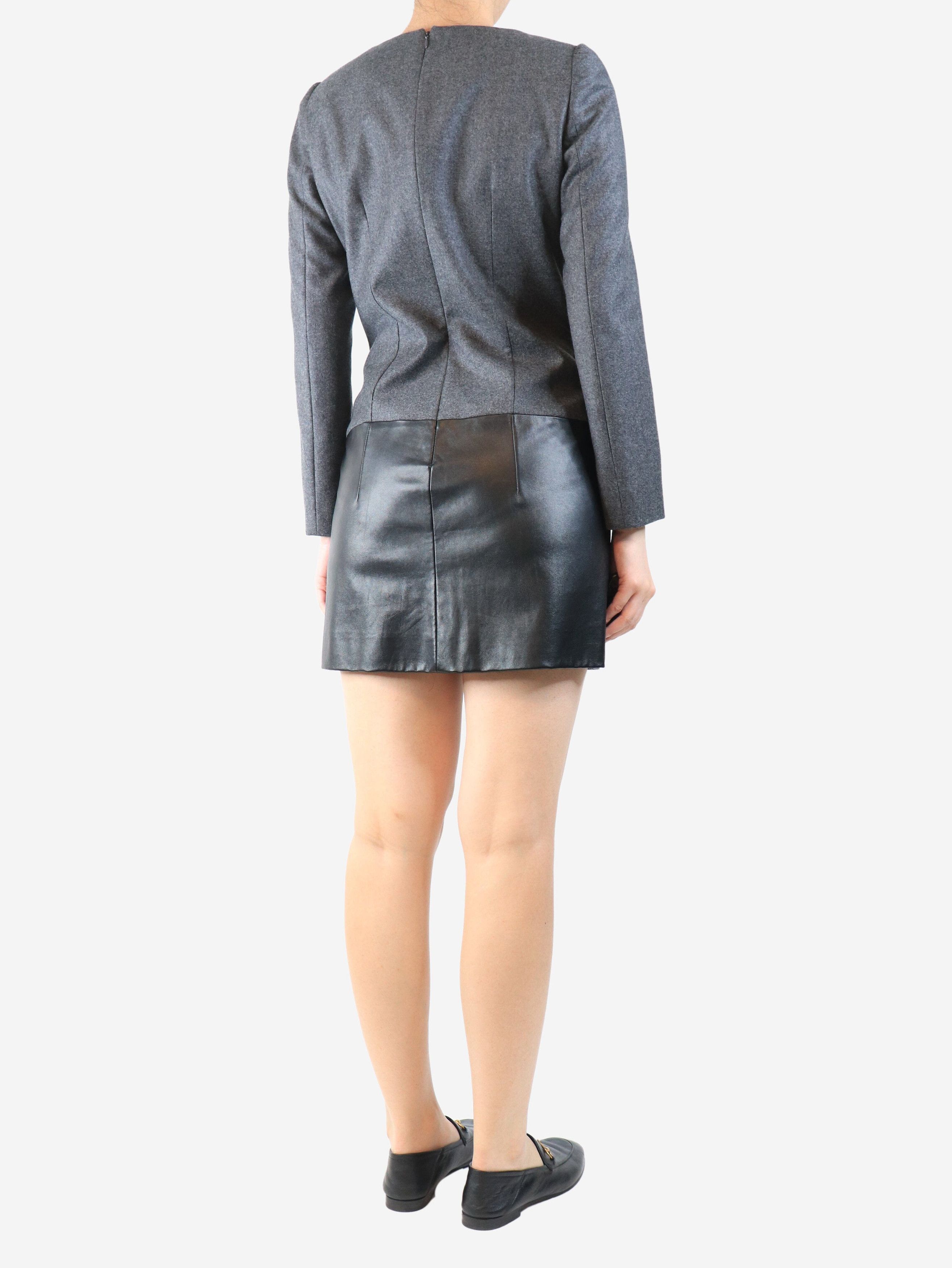 Alexander McQueen Dark grey wool and leather mini dress - UK 10 Size M / US 6-8 / IT 42-44 - 3 Thumbnail