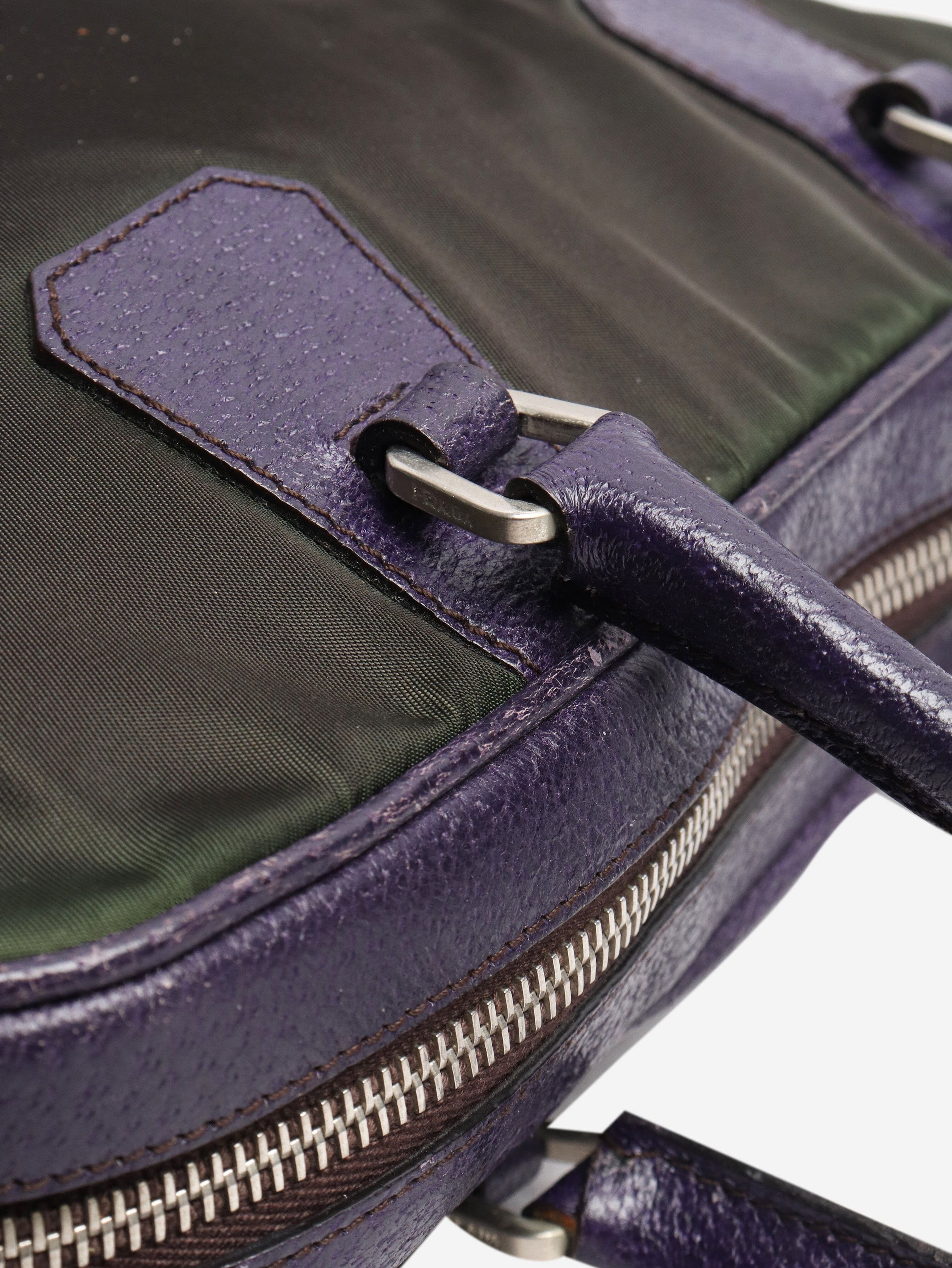 Prada Green and purple Tessuto nylon top handle bag Size ONE SIZE - 6 Thumbnail