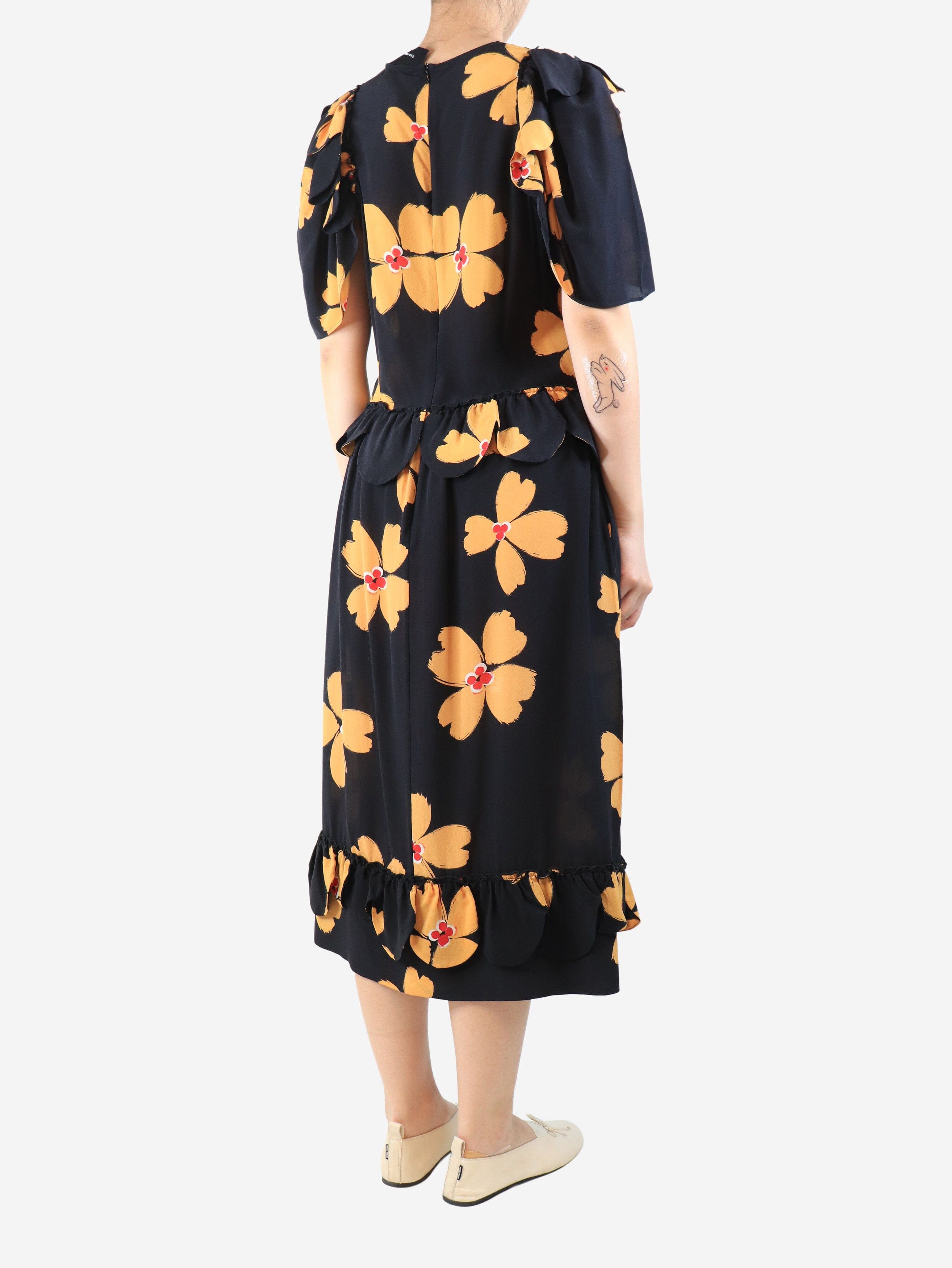 Other Black silk floral dress - UK 14 Size L / US 10 / IT 46 - 2 Thumbnail