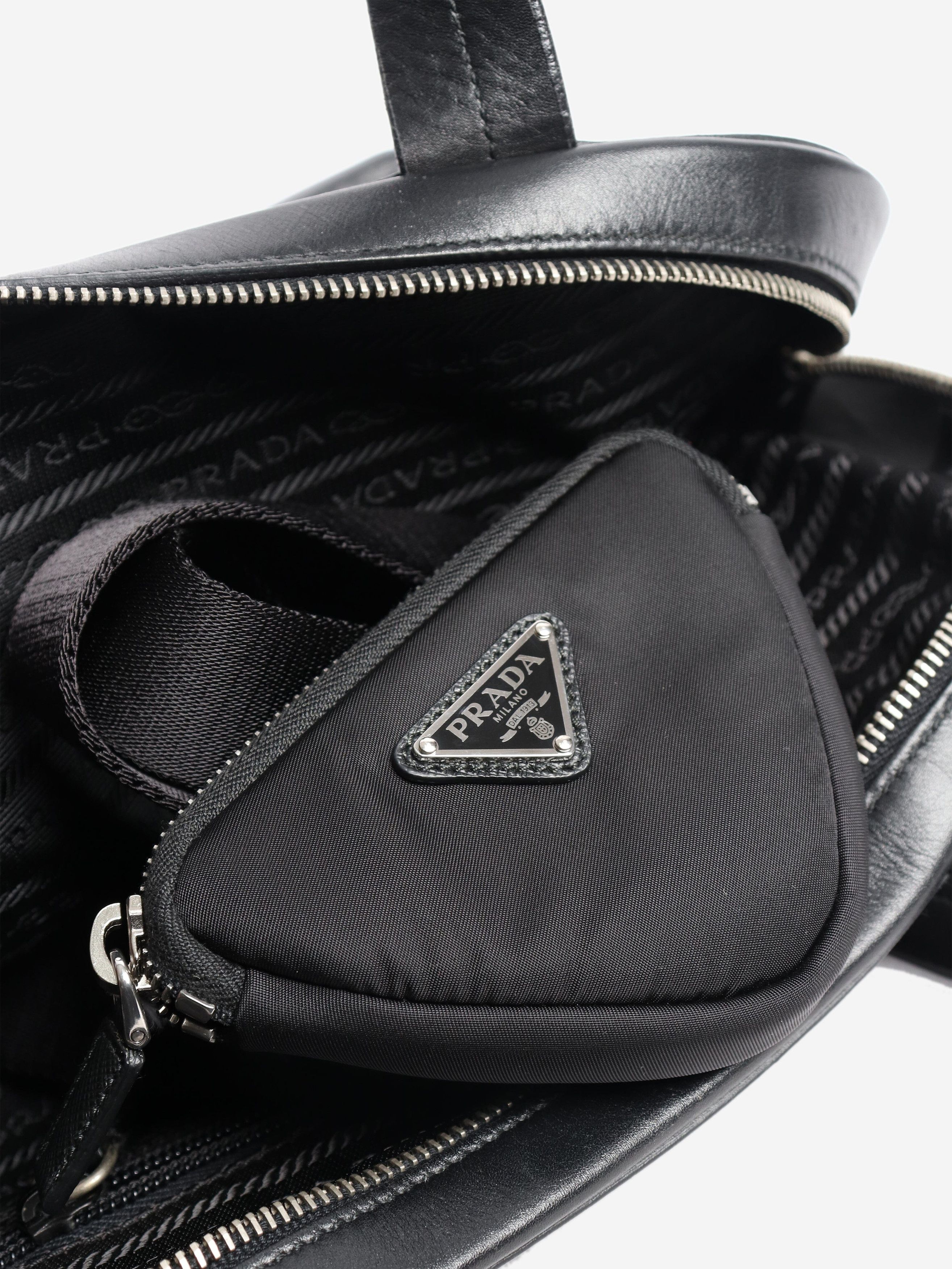 Prada Dark grey wool and leather top handle bag Size ONE SIZE - 7 Thumbnail