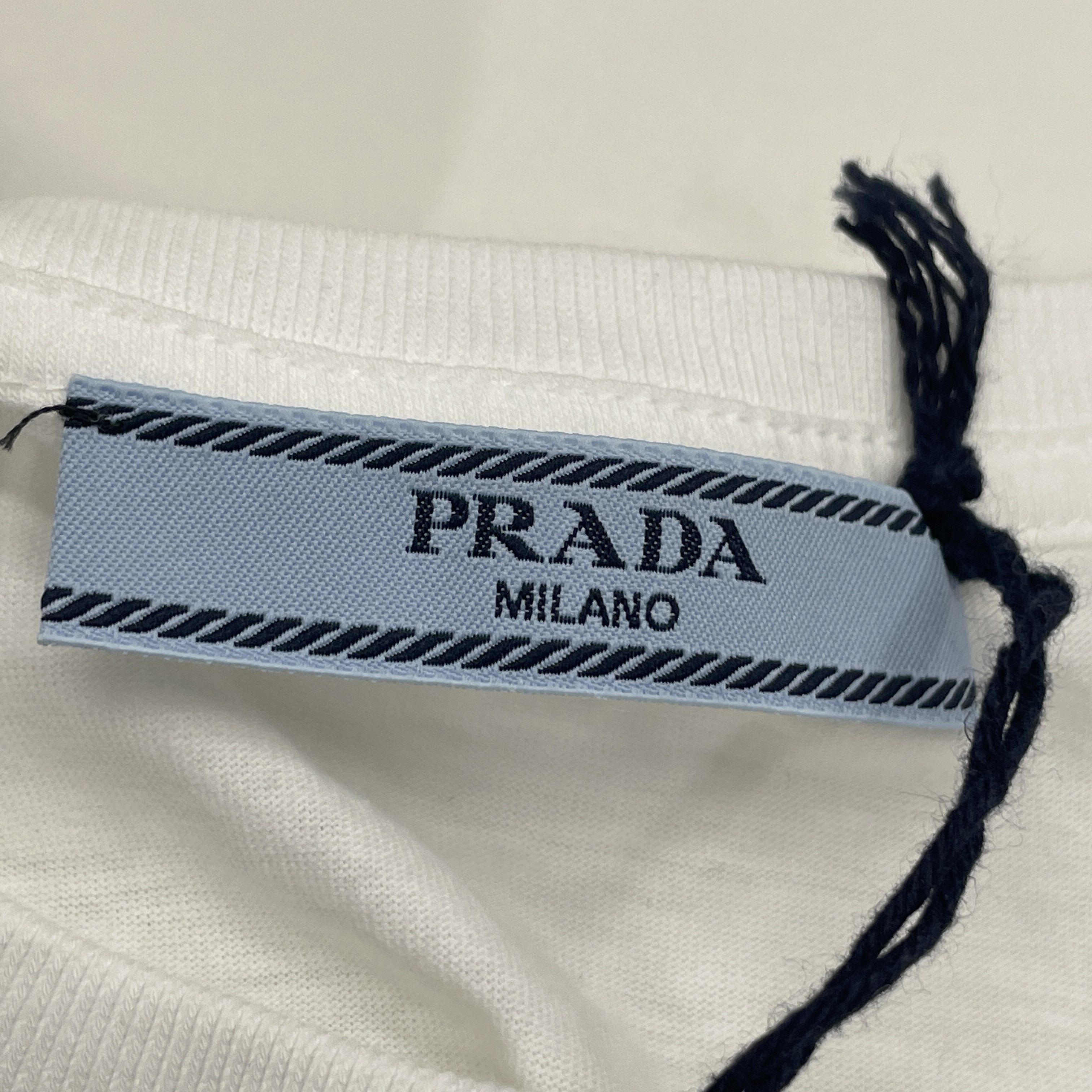 Prada Prada White Jersey T-Shirt Size S Size S / US 4 / IT 40 - 3 Thumbnail