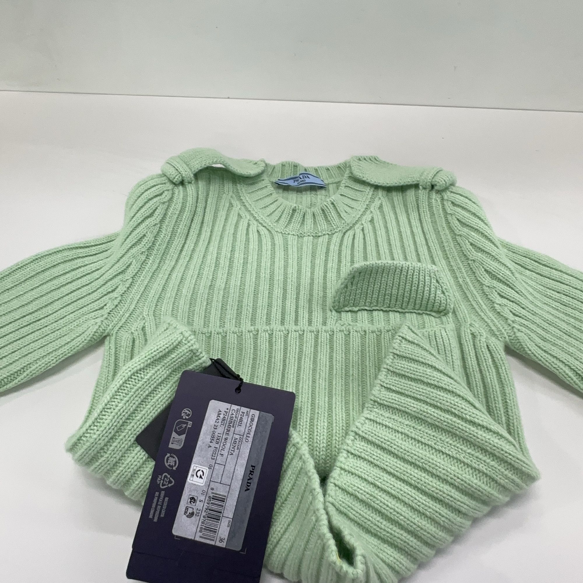Prada Prada Mint Green Ribbed Wool Cashmere Sweater Size 36 Size XS / US 0-2 / IT 36-38 - 8 Thumbnail