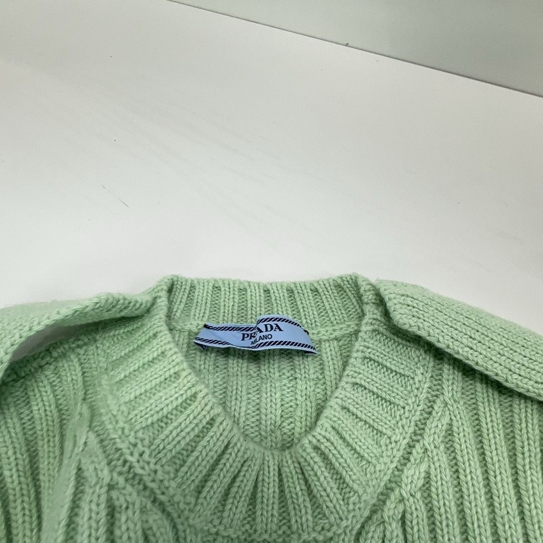 Prada Prada Mint Green Ribbed Wool Cashmere Sweater Size 36 Size XS / US 0-2 / IT 36-38 - 6 Thumbnail