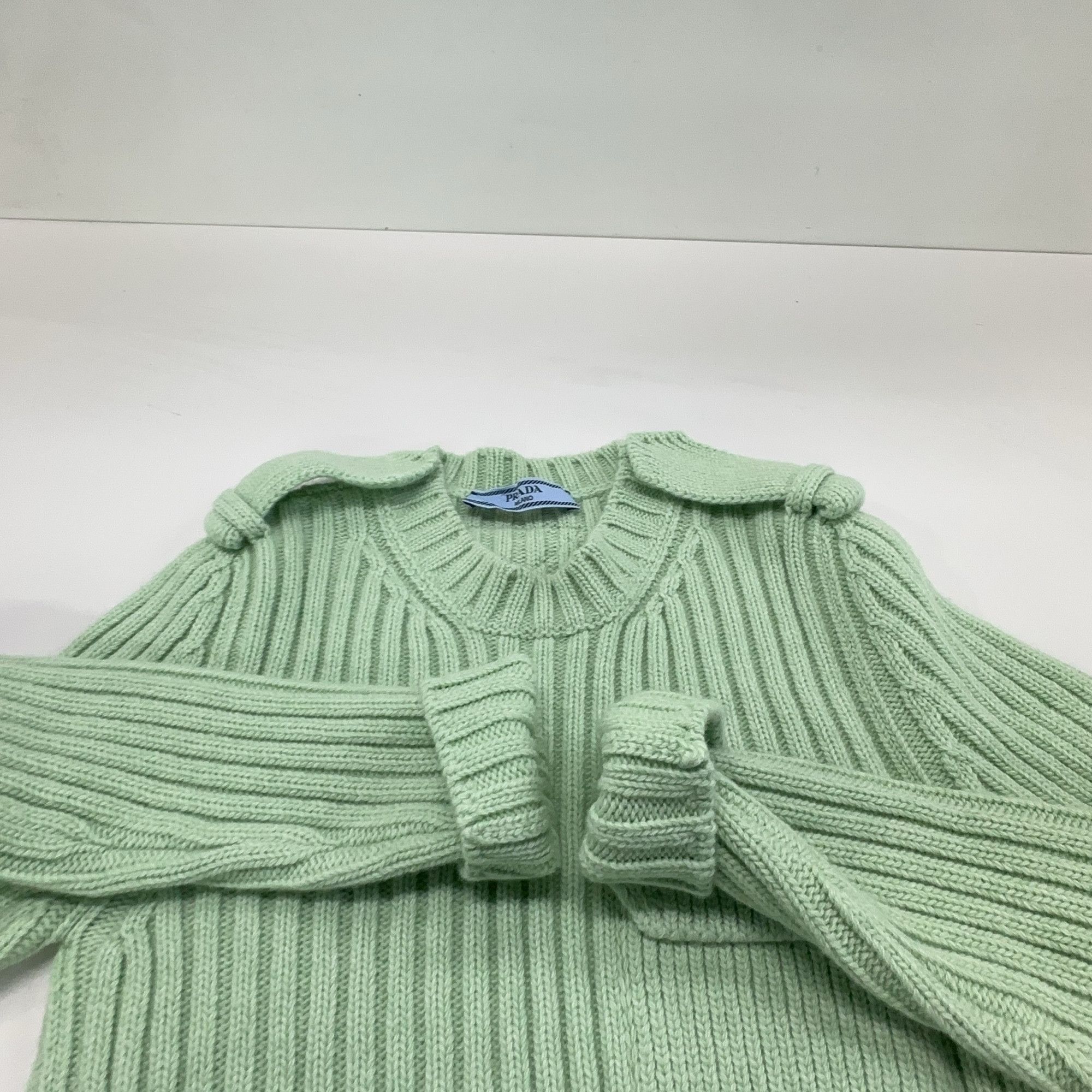 Prada Prada Mint Green Ribbed Wool Cashmere Sweater Size 36 Size XS / US 0-2 / IT 36-38 - 10 Thumbnail
