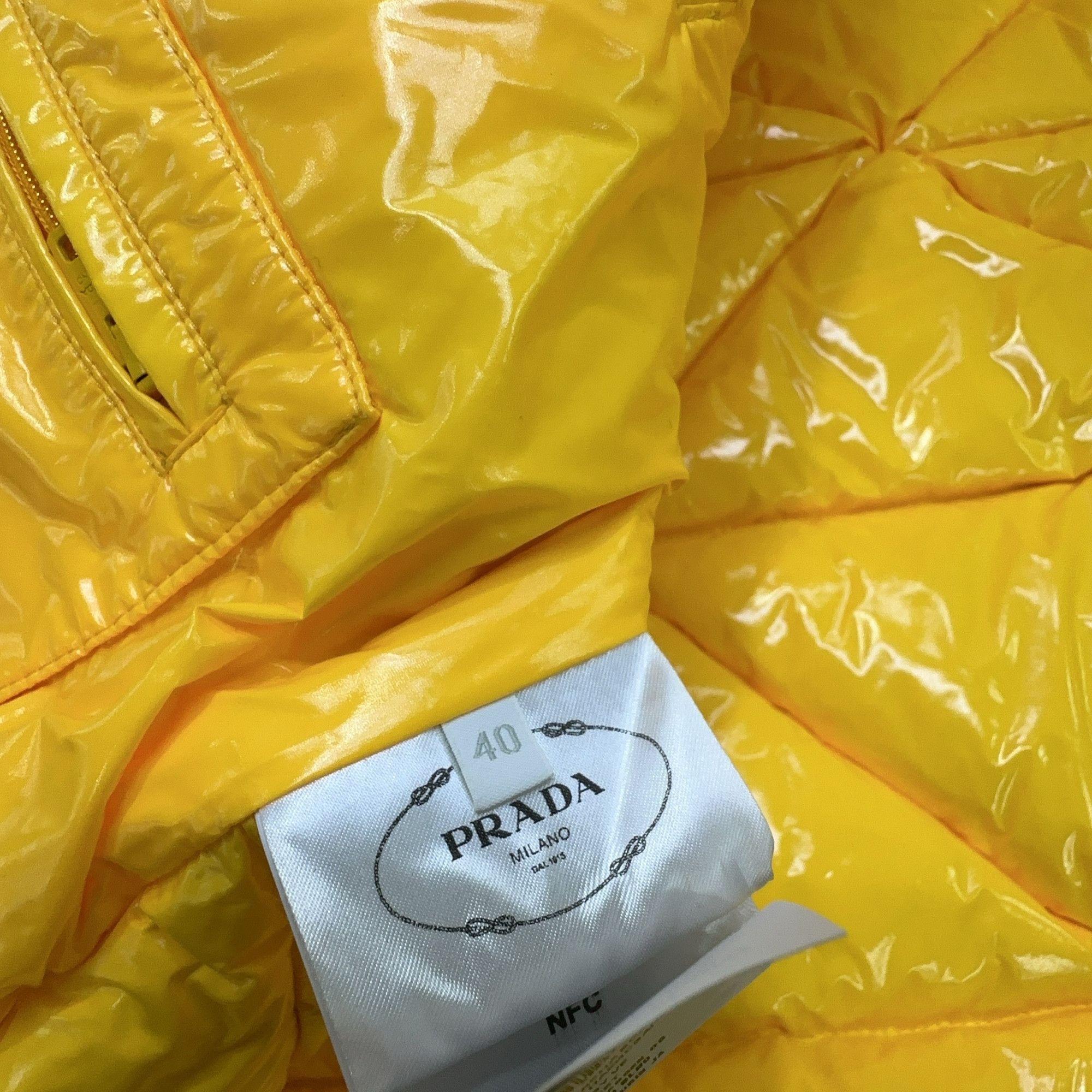 Prada Prada Yellow Logo Down Jacket Size 40 Size S / US 4 / IT 40 - 4 Thumbnail