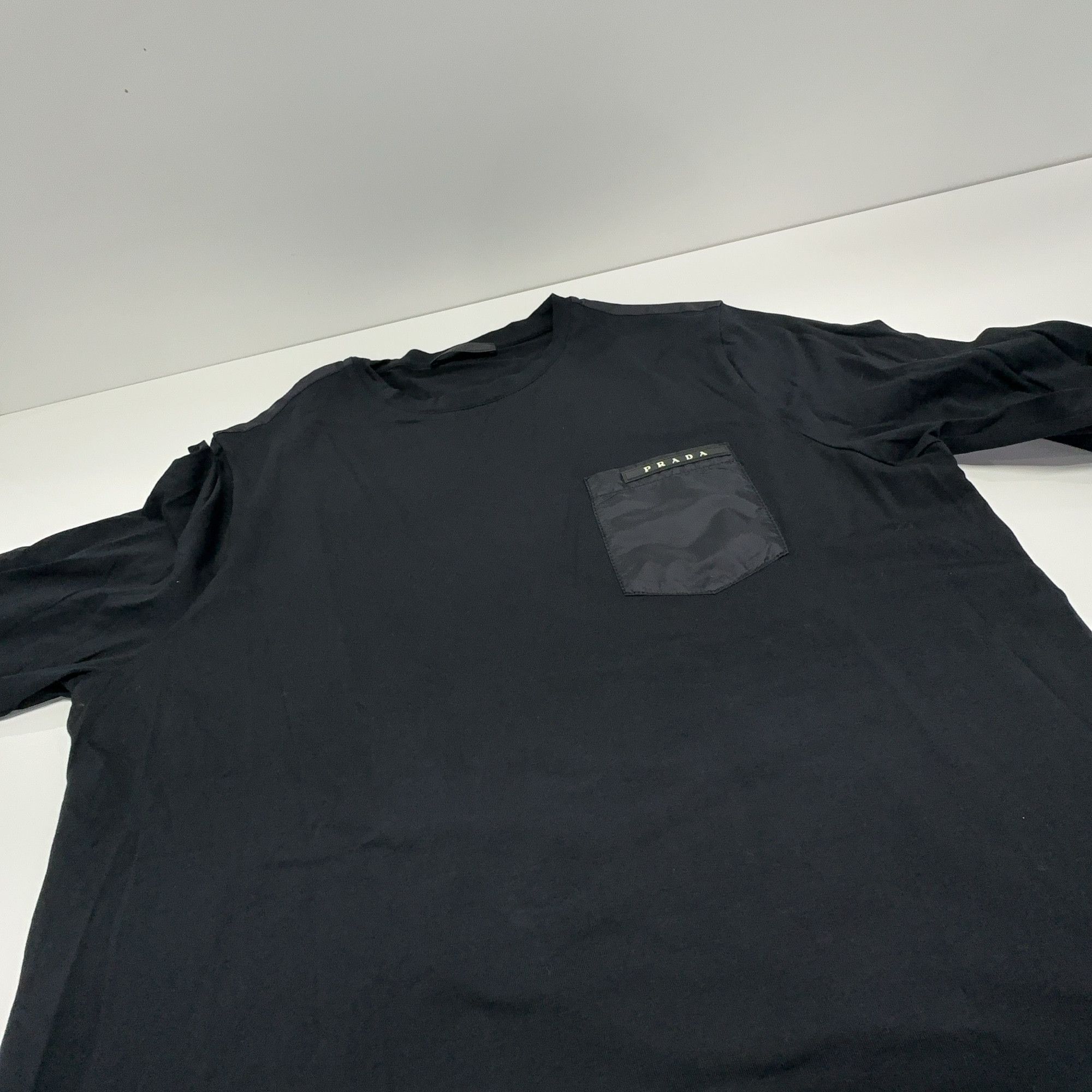 Prada Prada Black Chest Pocket Long Sleeve T-Shirt Size M Size US M / EU 48-50 / 2 - 6 Thumbnail