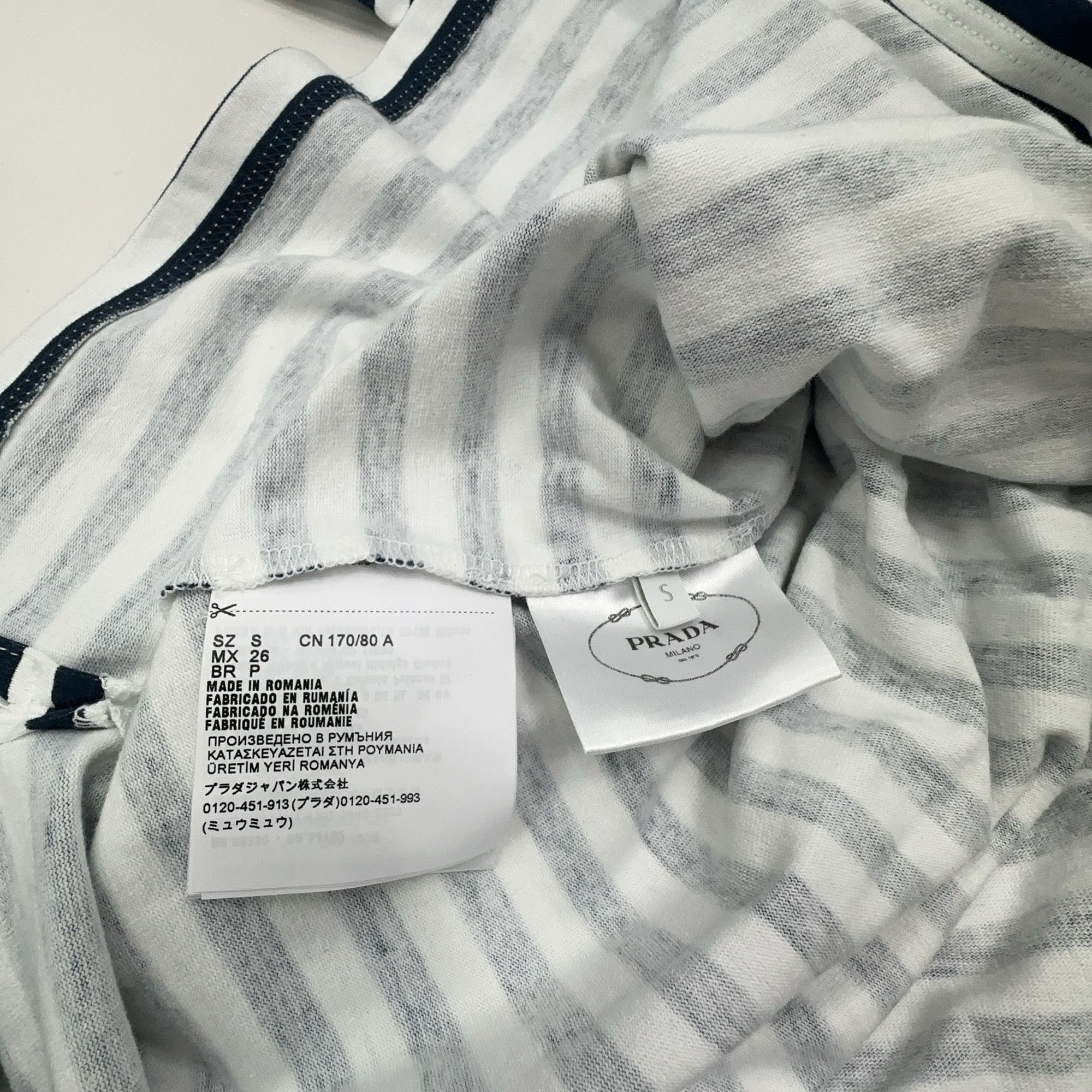 Prada Prada Striped Logo T-Shirt Size S Size S / US 4 / IT 40 - 2 Thumbnail