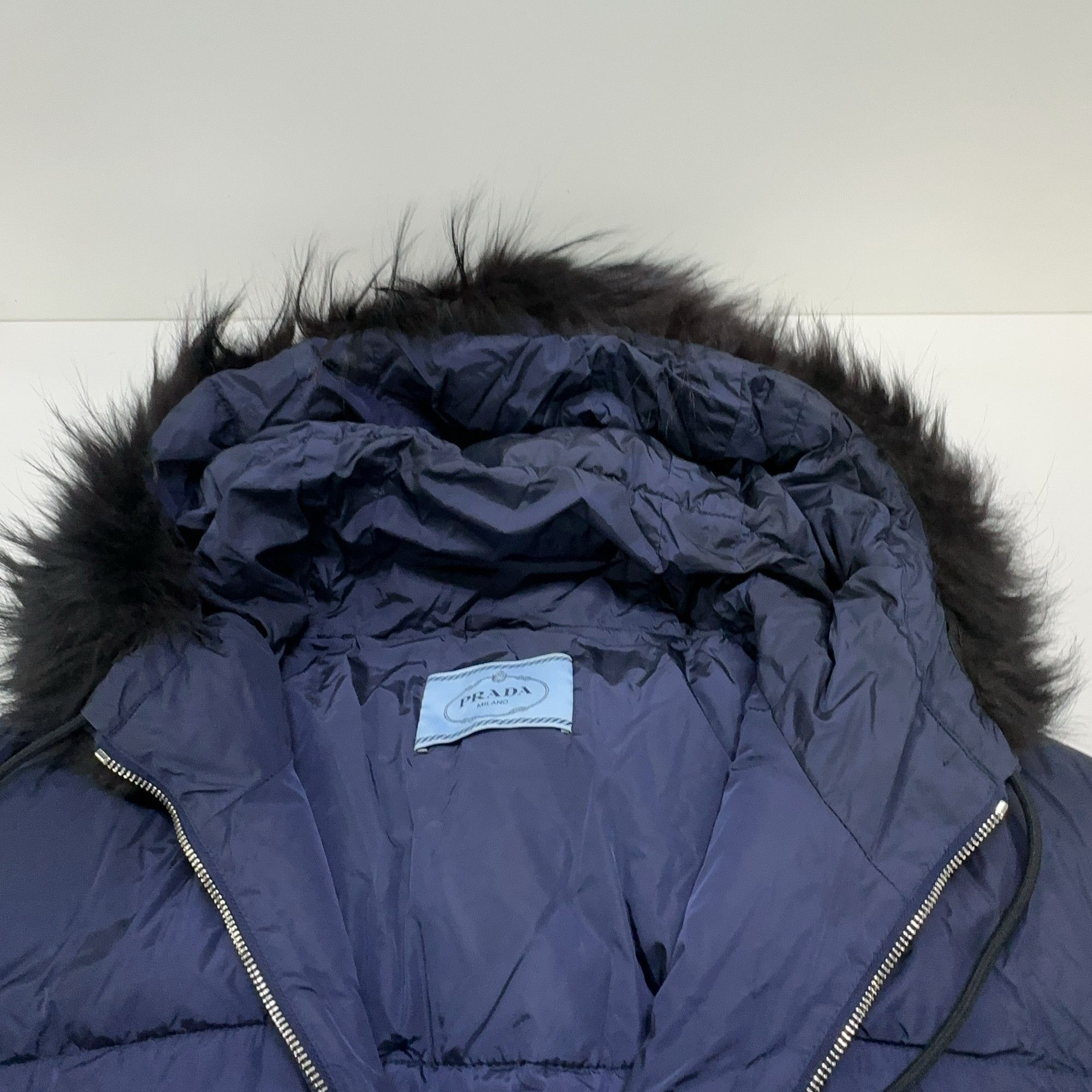 Prada Prada Fur Hooded Down Jacket Navy Size 40 Size S / US 4 / IT 40 - 7 Thumbnail