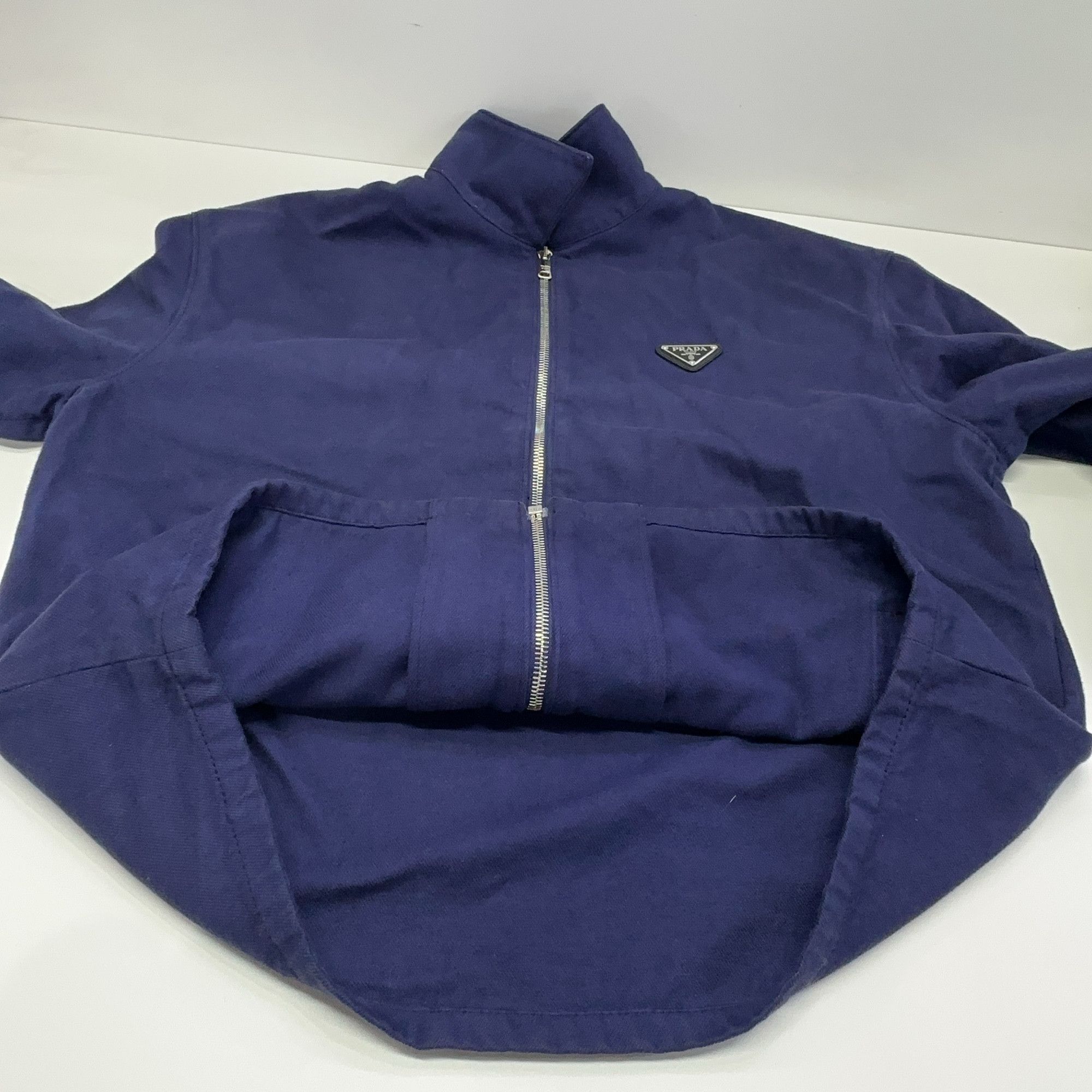 Prada Prada Distressed Denim Zip-Up Jacket Size S Size US S / EU 44-46 / 1 - 9 Thumbnail