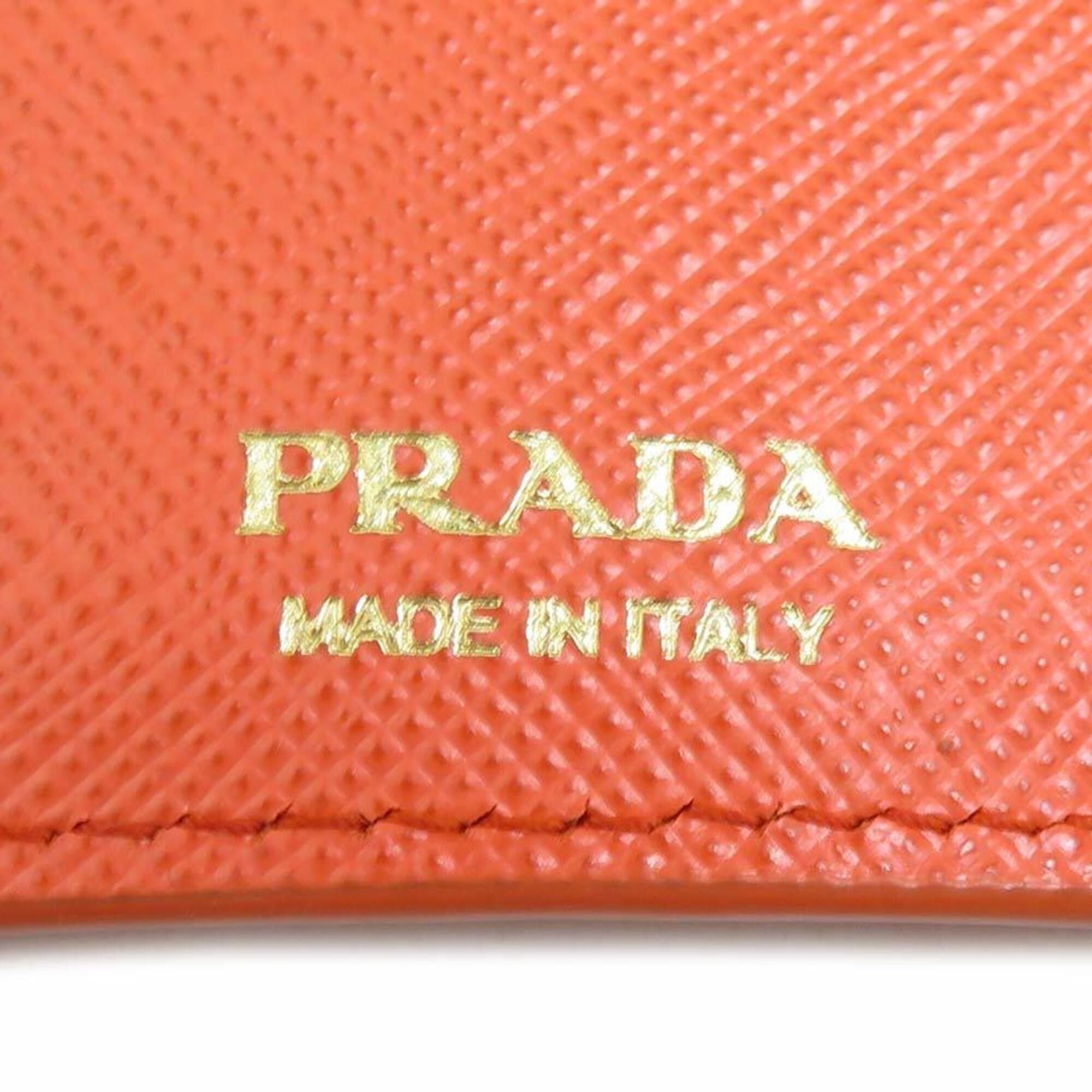 Prada Prada Tri-fold Wallet Leather Orange Men's Women's r11161a Size ONE SIZE - 7 Thumbnail