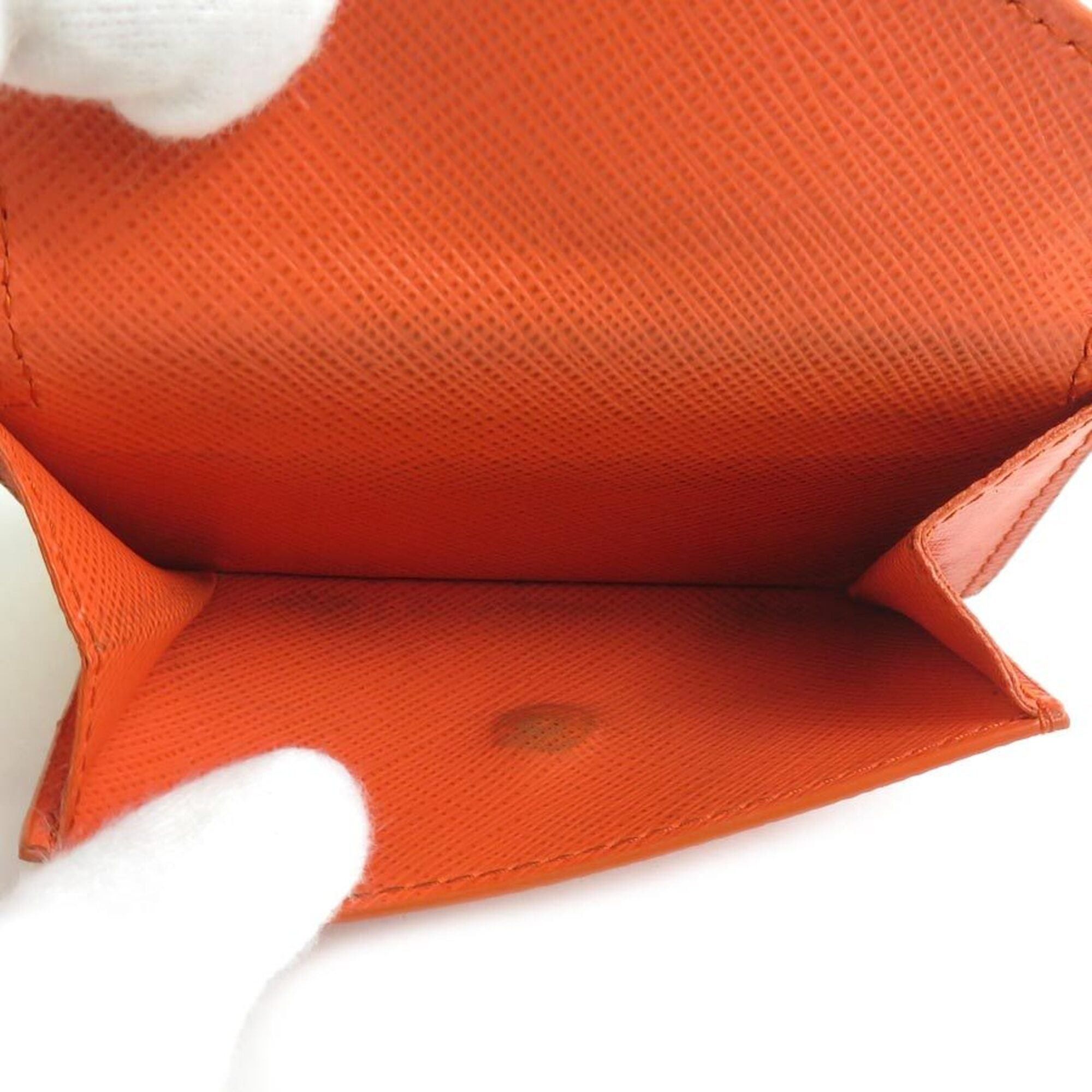 Prada Prada Tri-fold Wallet Leather Orange Men's Women's r11161a Size ONE SIZE - 5 Thumbnail