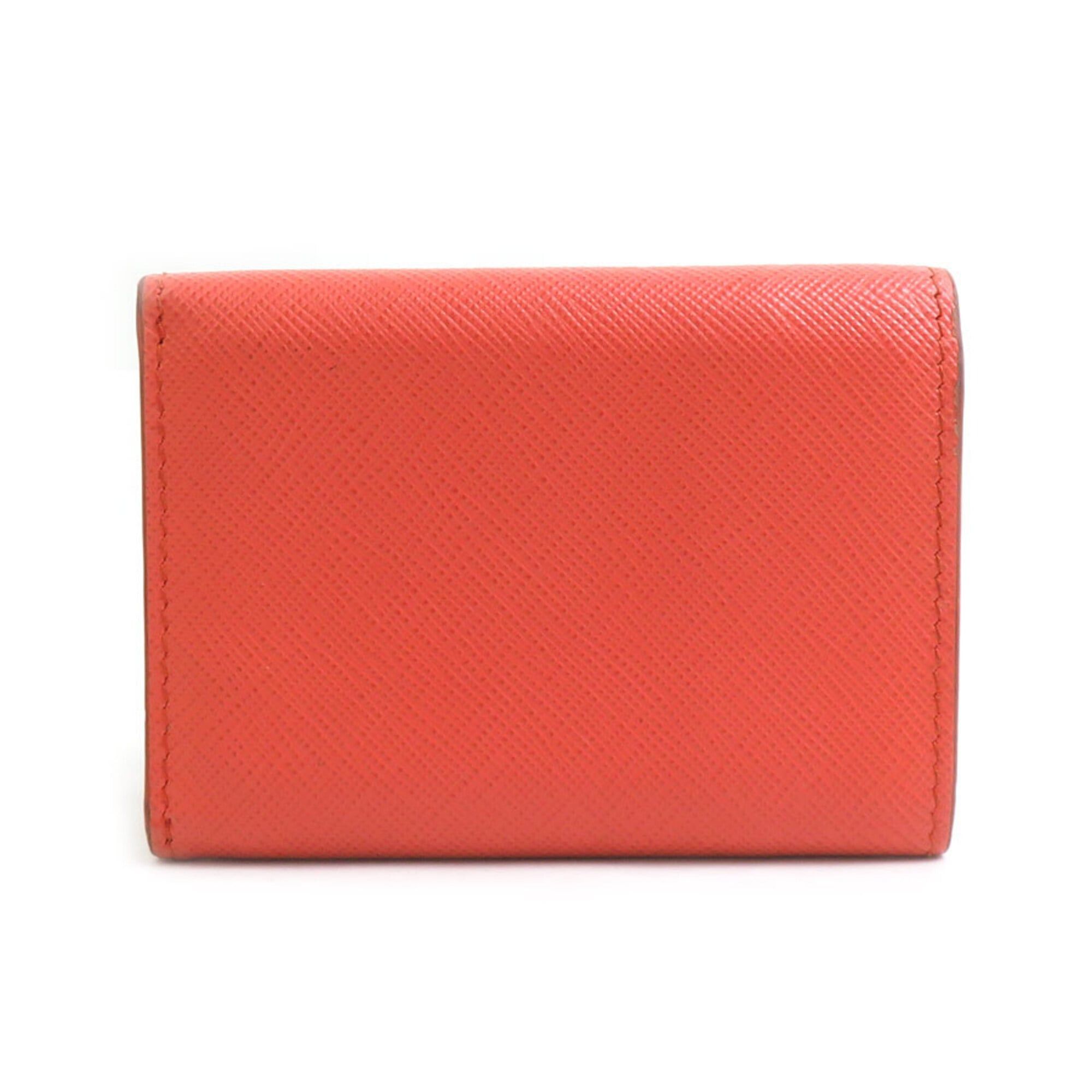 Prada Prada Tri-fold Wallet Leather Orange Men's Women's r11161a Size ONE SIZE - 2 Thumbnail