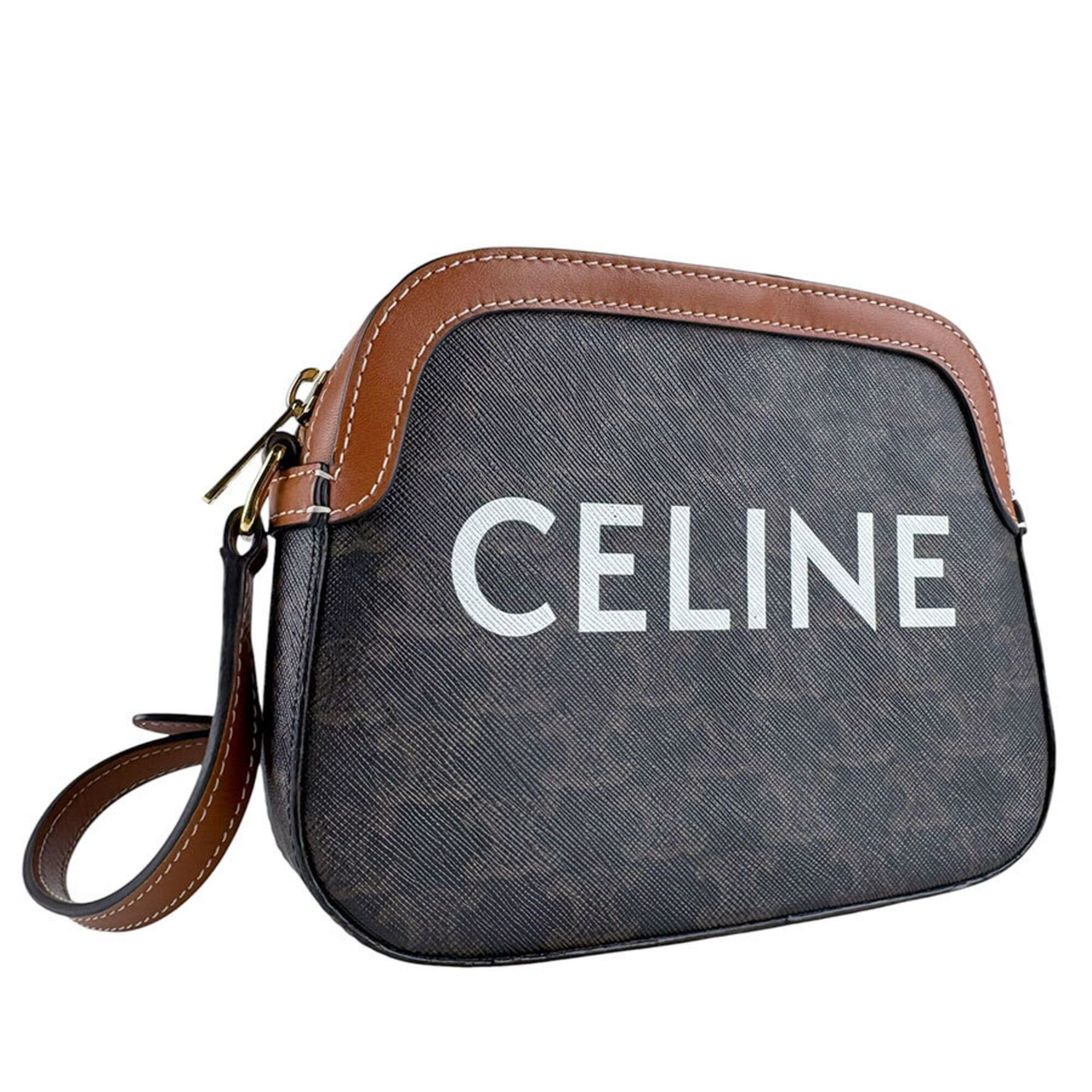 Celine Celine Triomphe Small Leather Camera Bag, Brown, Women's (z9605) Size ONE SIZE - 9 Thumbnail