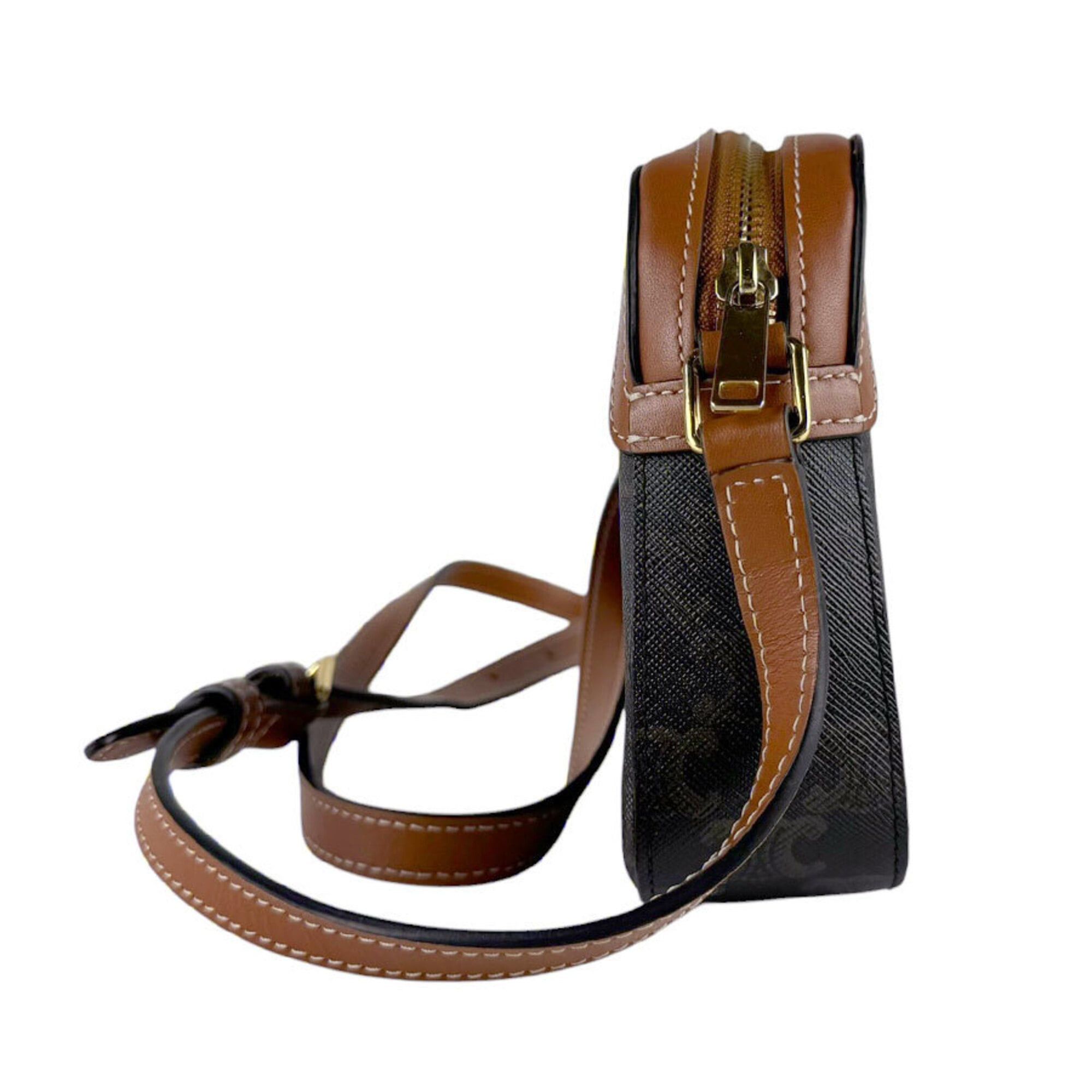 Celine Celine Triomphe Small Leather Camera Bag, Brown, Women's (z9605) Size ONE SIZE - 2 Thumbnail