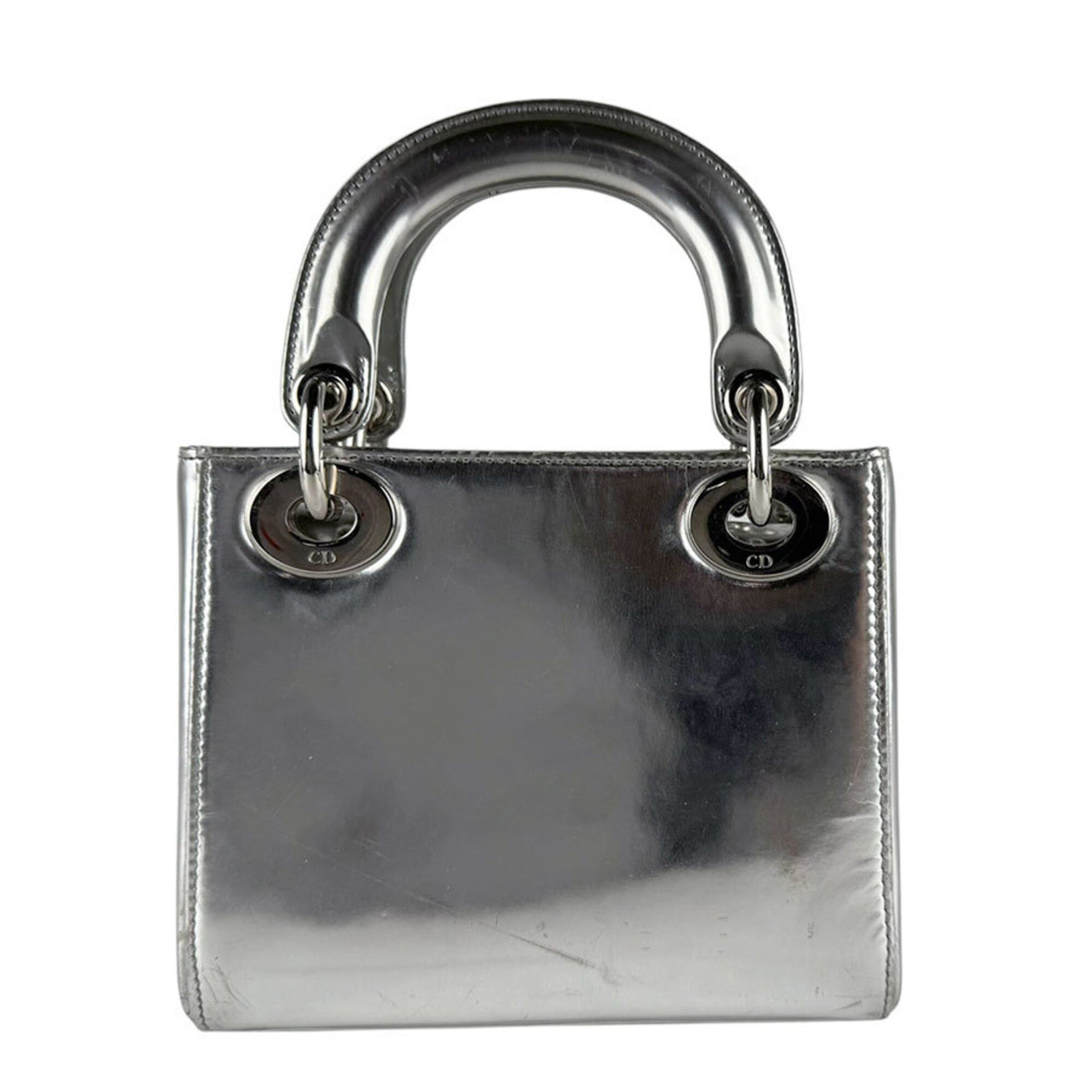 Dior Christian Dior Lady handbag/shoulder bag, leather, silver, women's, z9602 Size ONE SIZE - 3 Thumbnail