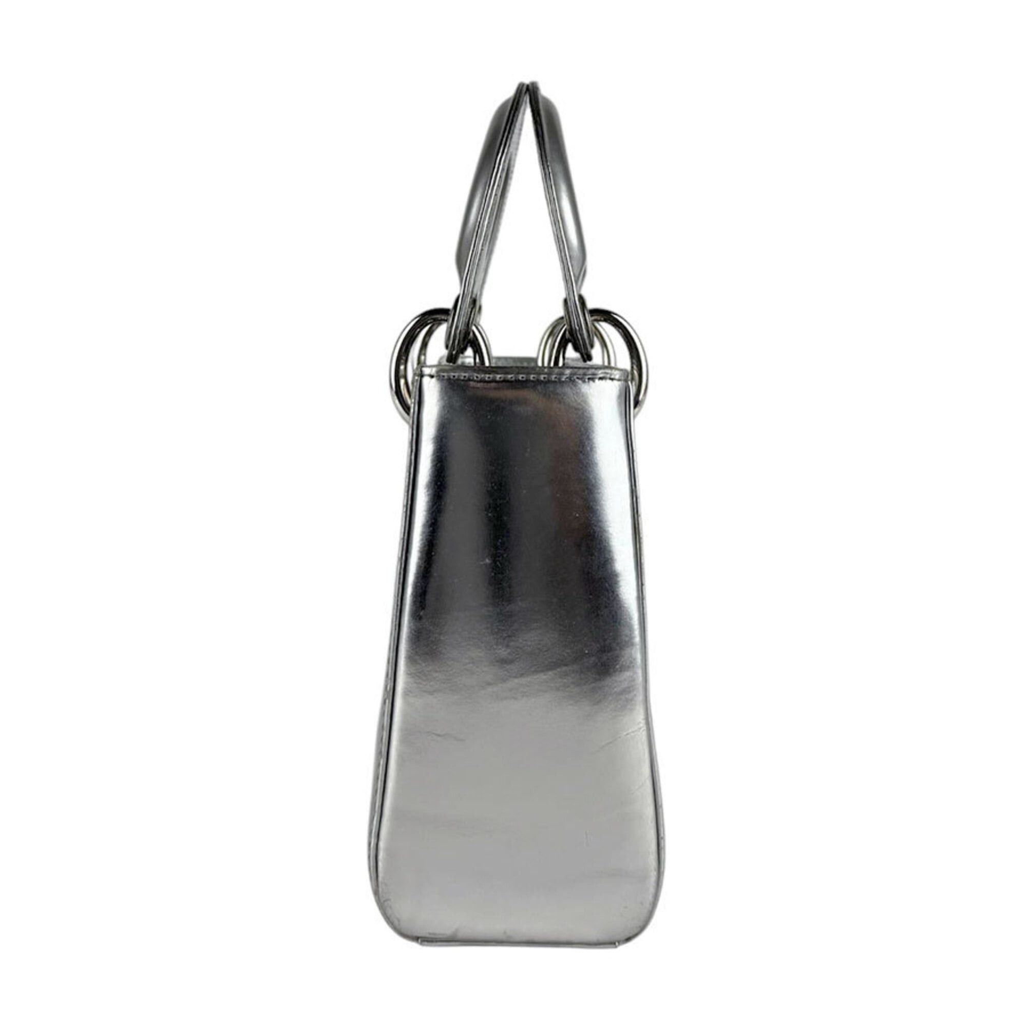 Dior Christian Dior Lady handbag/shoulder bag, leather, silver, women's, z9602 Size ONE SIZE - 2 Thumbnail